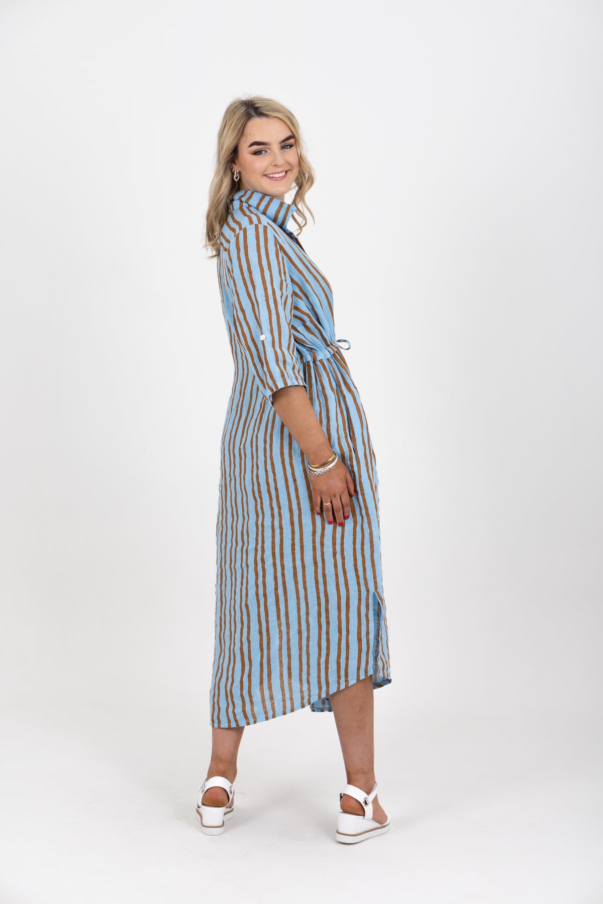 Scout Linen Stripe Maxi Dress Sky Tobacco