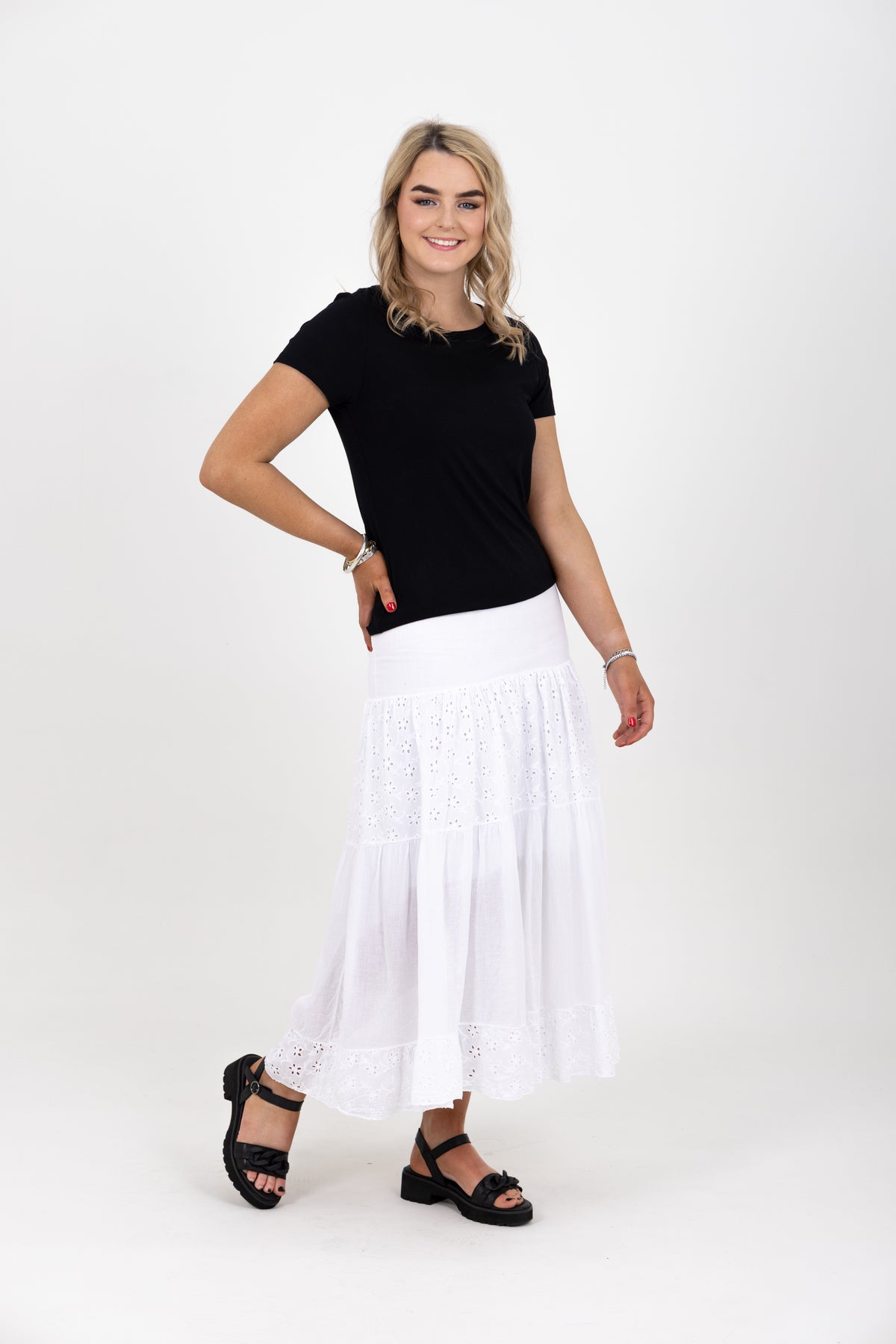 Joslyn Broderie Anglaise Maxi Skirt