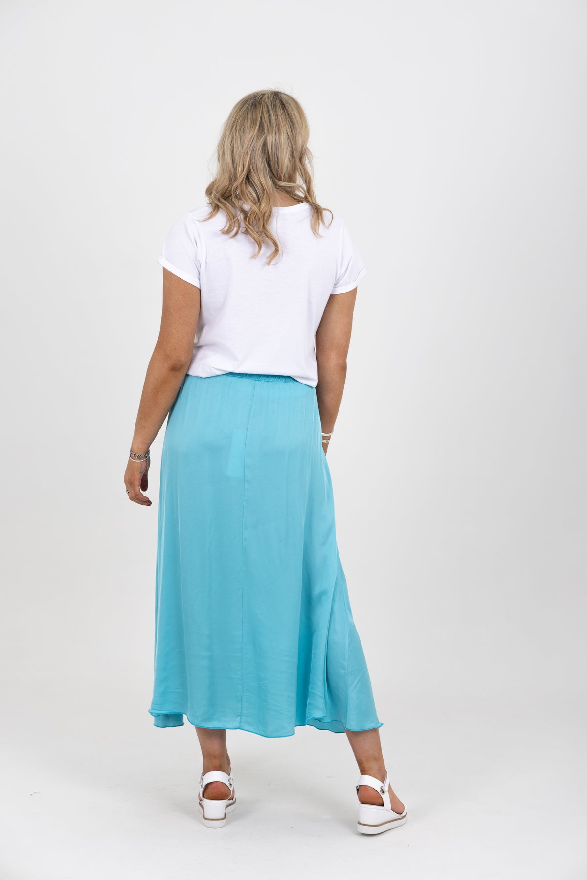 Wisteria Satin Maxi Skirt Turquoise