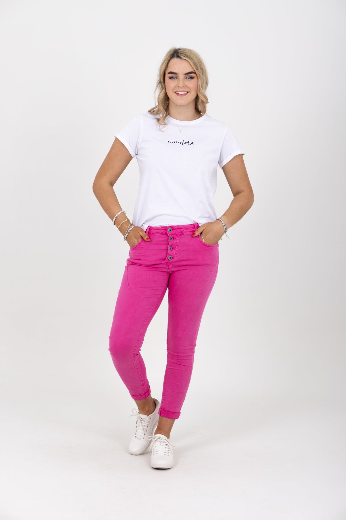 Tempo Button Stretch Jean Fuxia