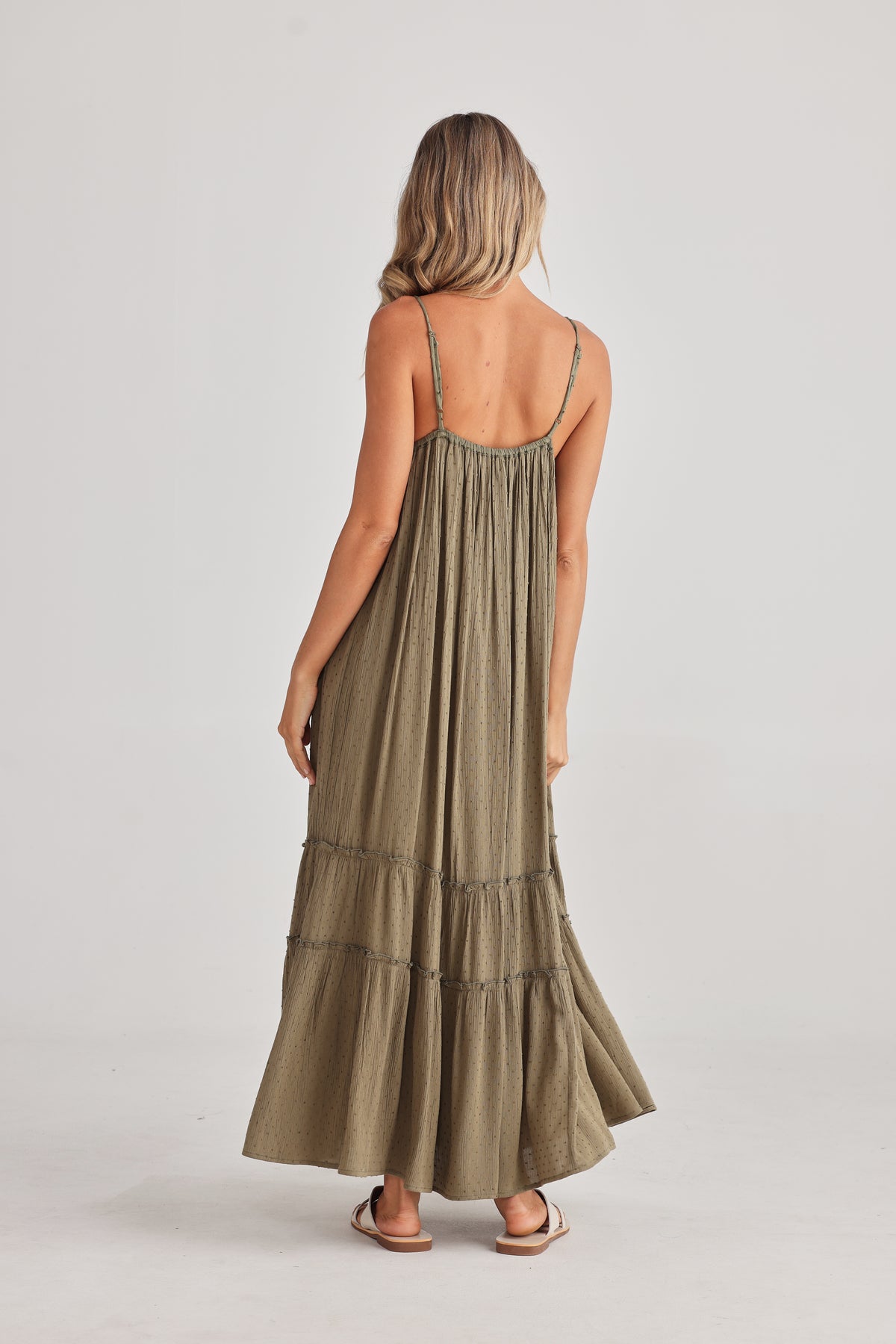 Inhale Dress Olive Dobby