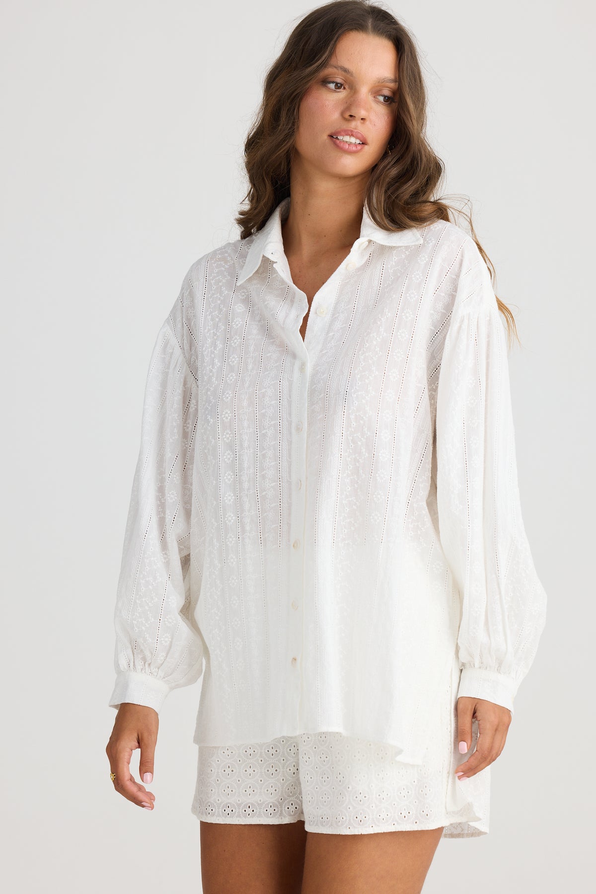 Dahlia Overshirt White Broderie - PREORDER DELIVERY DUE EARLY DECEMBER