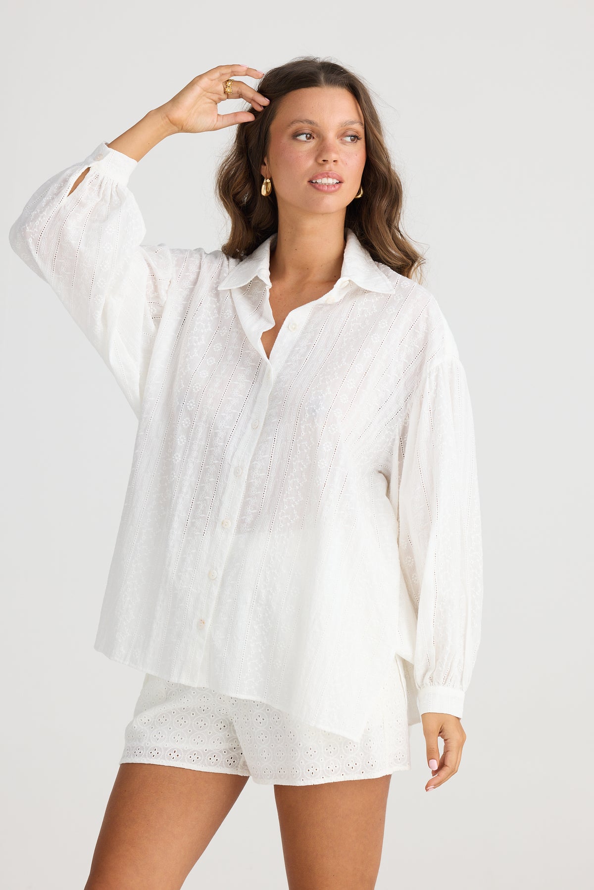 Dahlia Overshirt White Broderie - PREORDER DELIVERY DUE EARLY DECEMBER