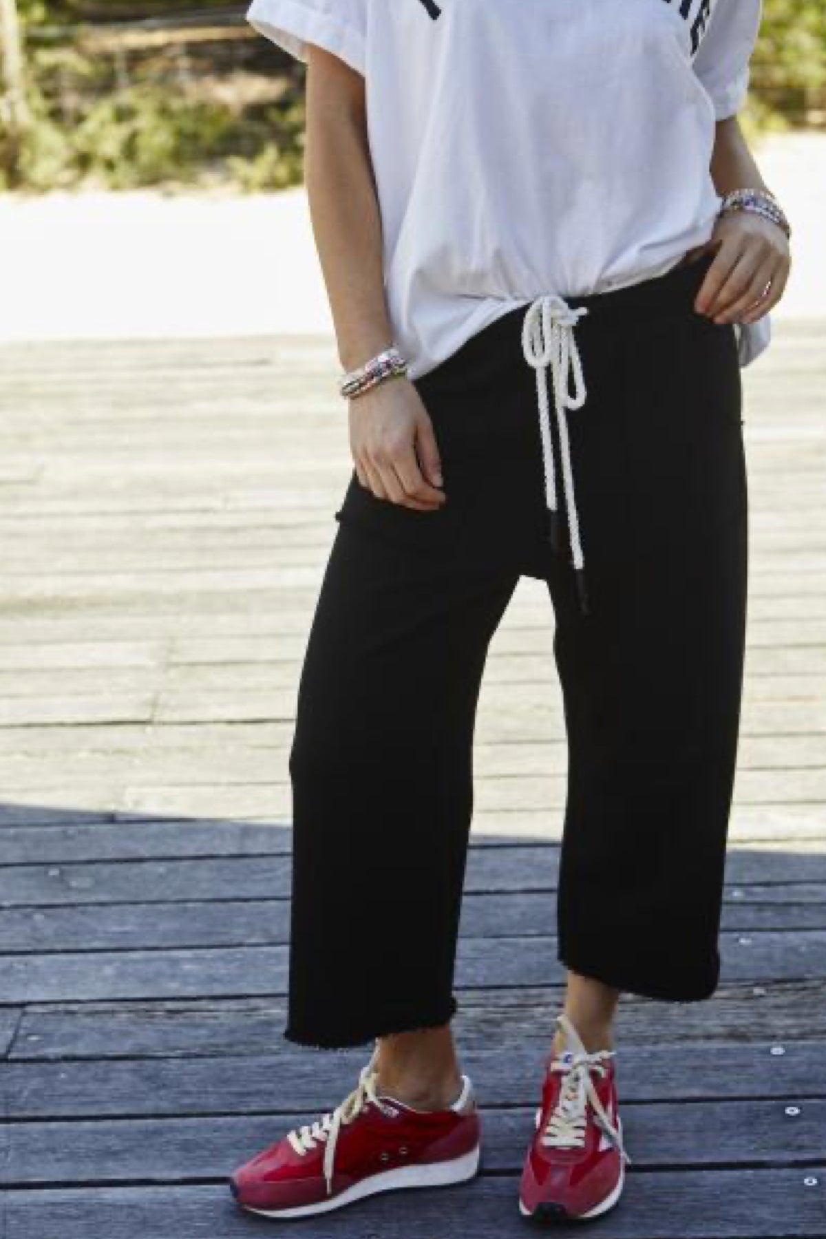 Frenchie Crop Track Pant Black