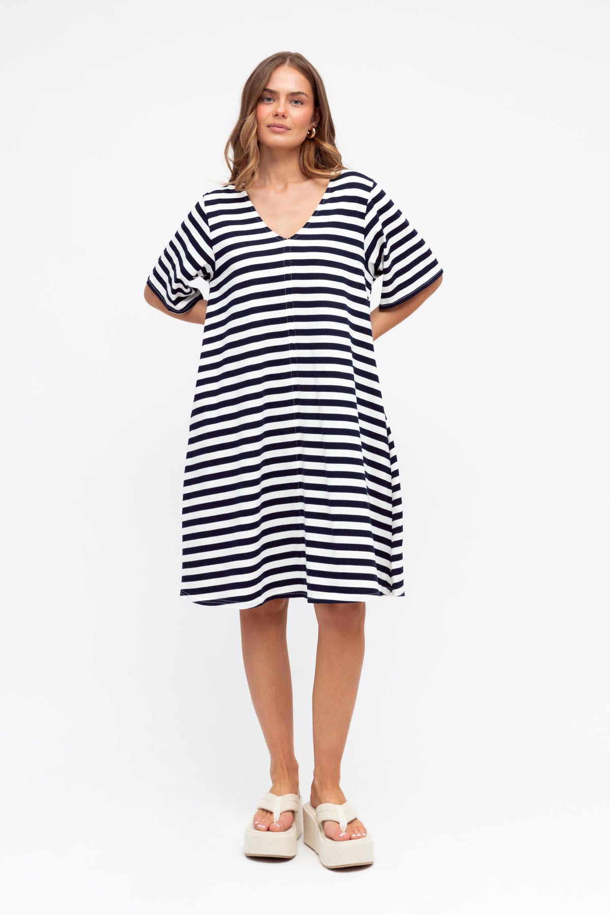 Navy White Stripe Dress