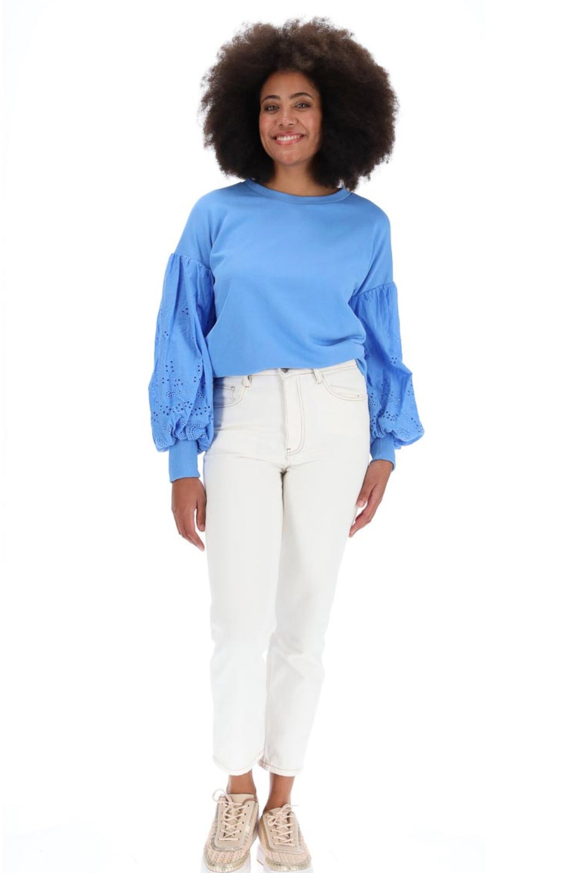 Dee Cotton Embroidered Sweater Blue