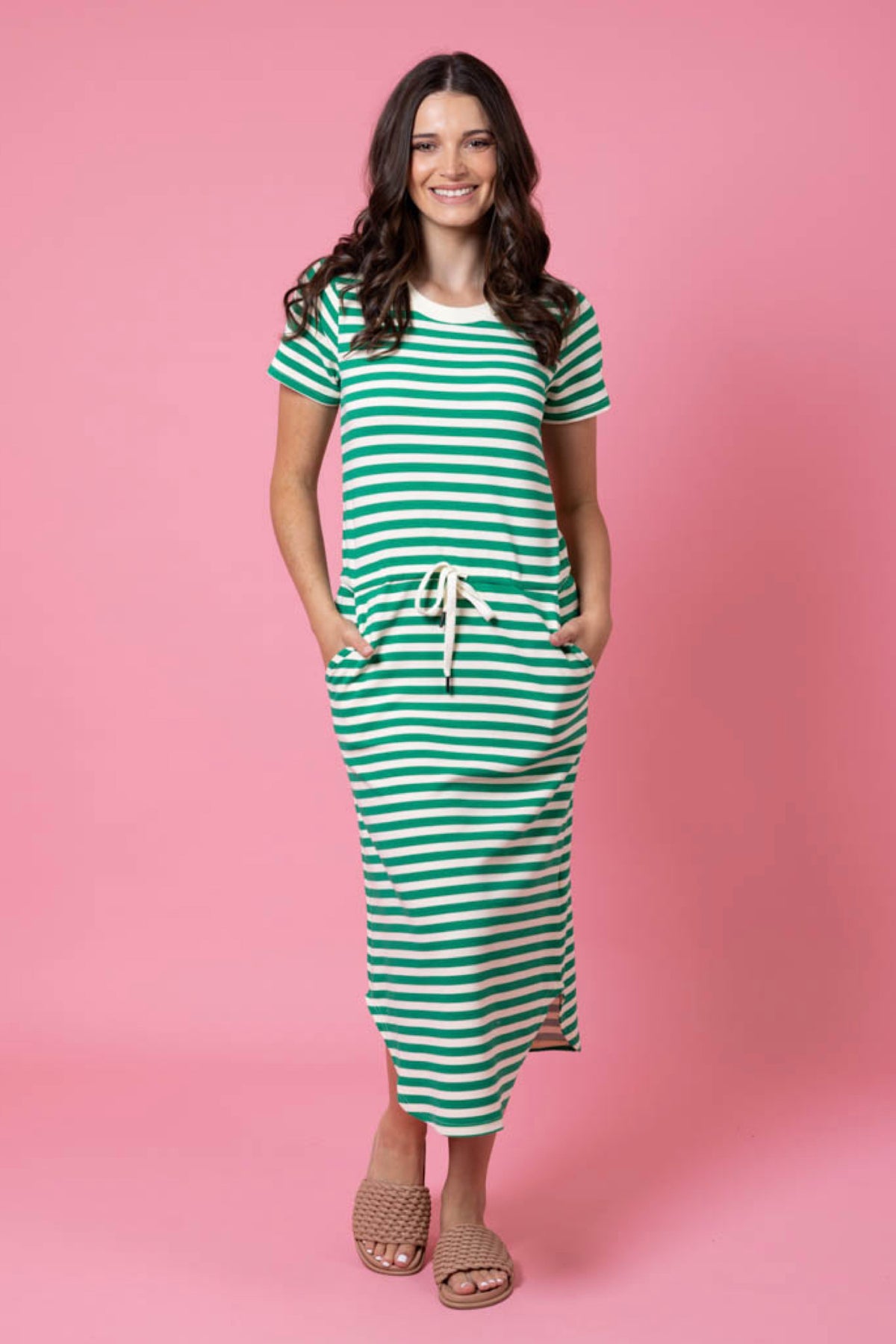 Frankie Dress Green Stripe