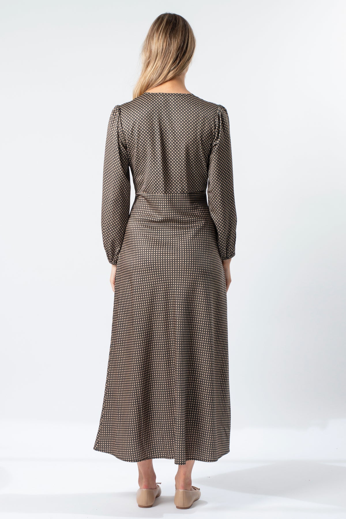 Serene Dress  Safari Houndstooth