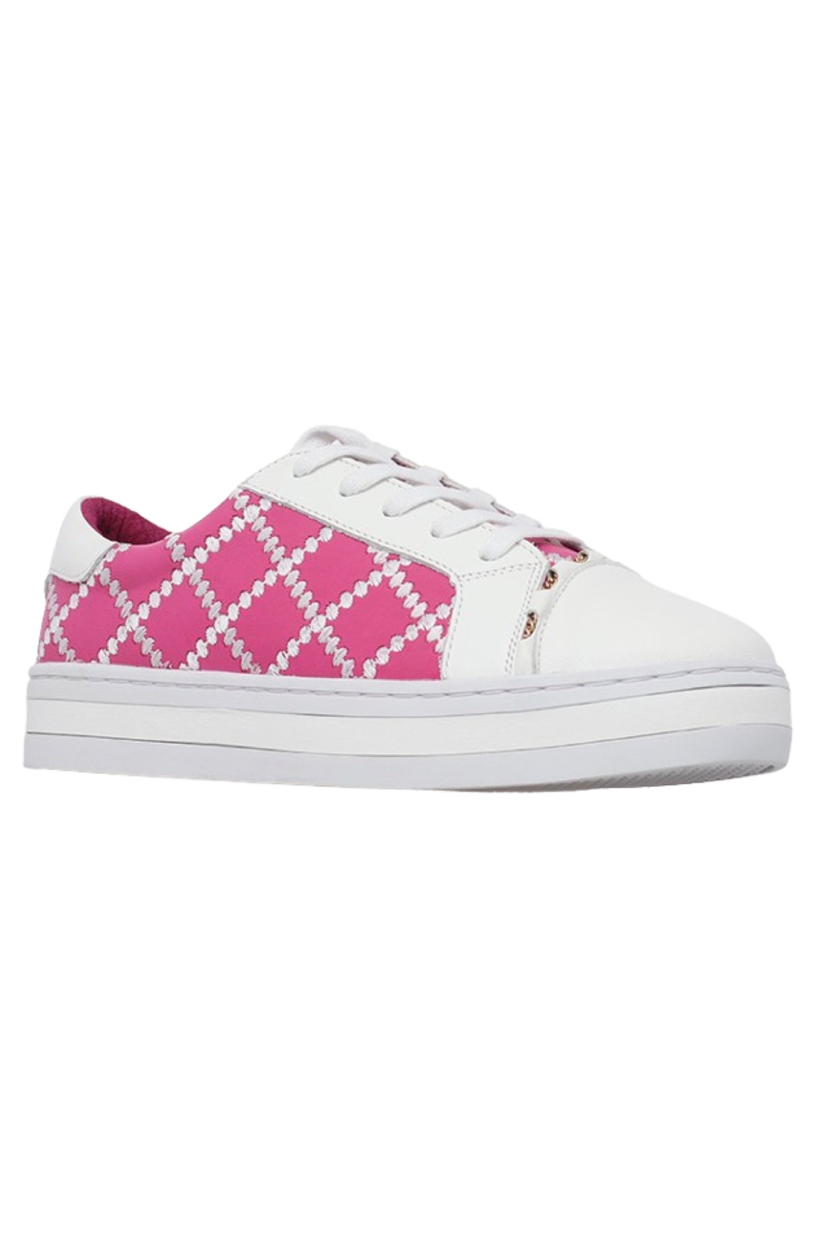 Pleat White and Hot Pink Sneaker