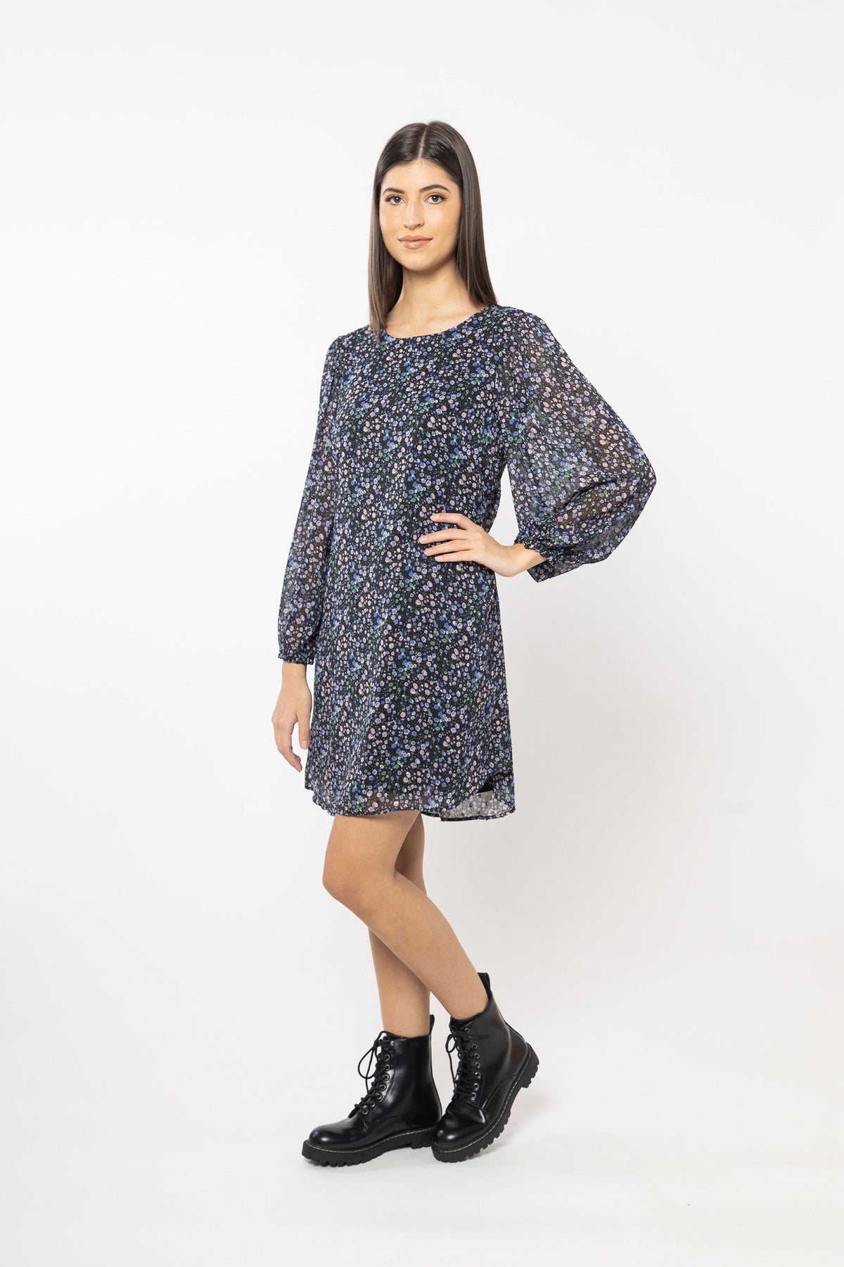 Luna Mini Shift Dress Chiffon Flourish