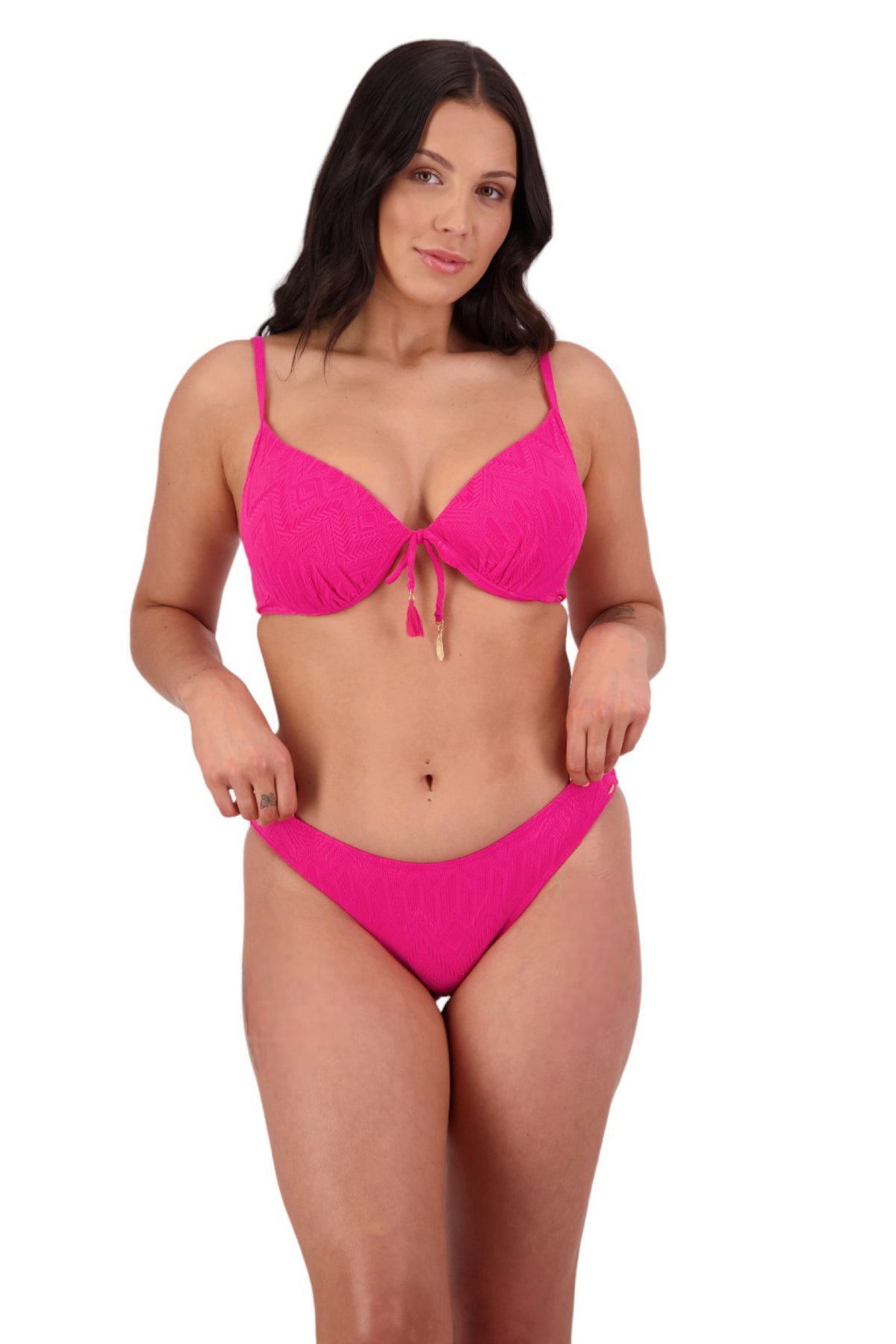 Slim Tie Underwired Bikini Top Magenta