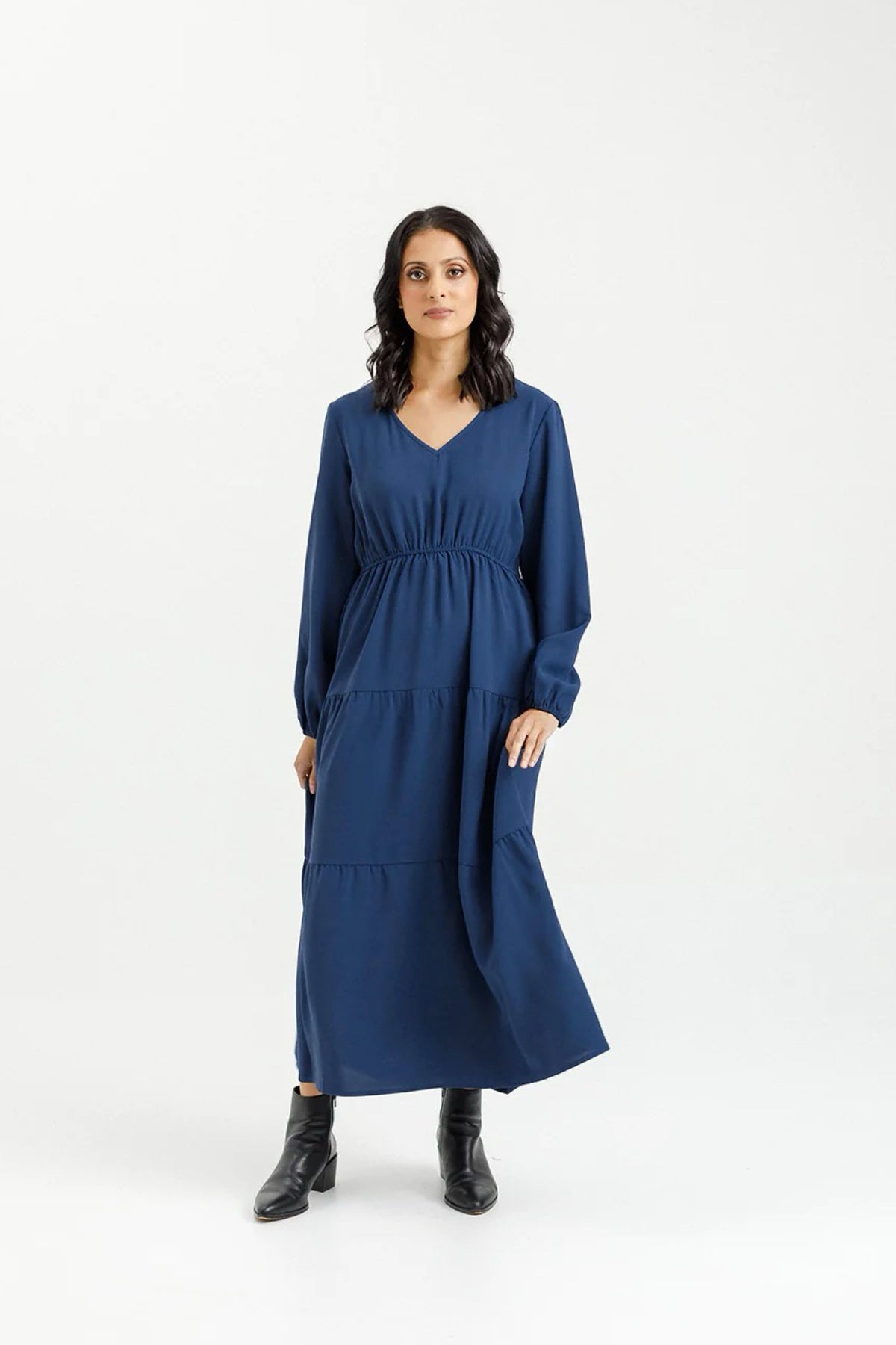 Flora Dress Indigo Blue