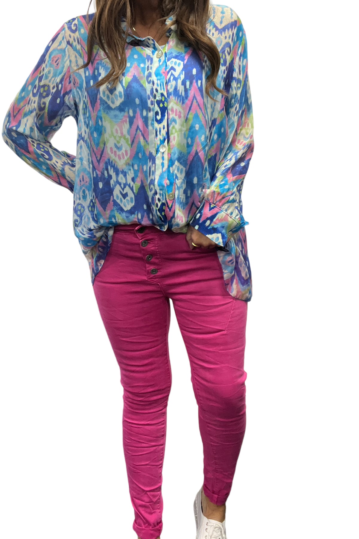 Tempo Button Stretch Jean Fuxia