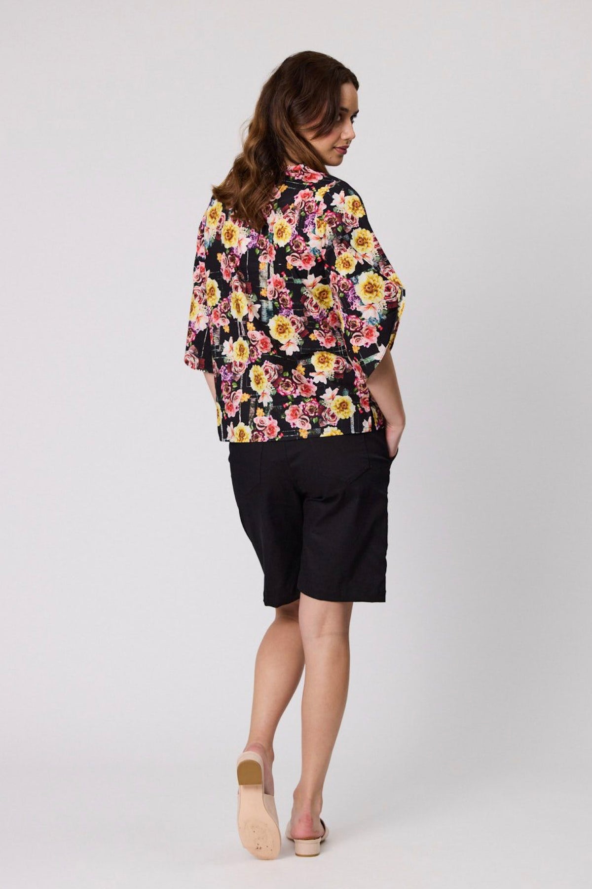 Venice Print Top Black