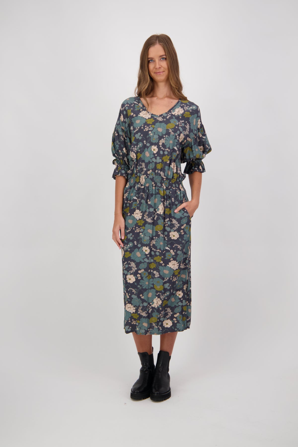 Caitlyn Dress Teal Floral