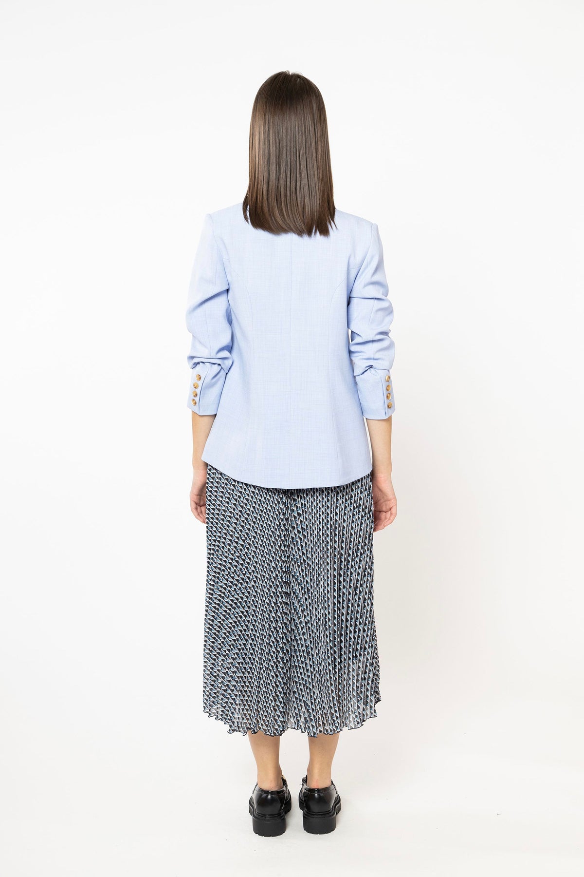 Sunray Pleated Skirt Graphic Blue