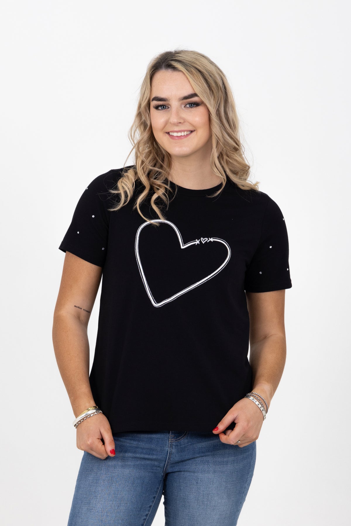 Heart Diamante Tee Blacks