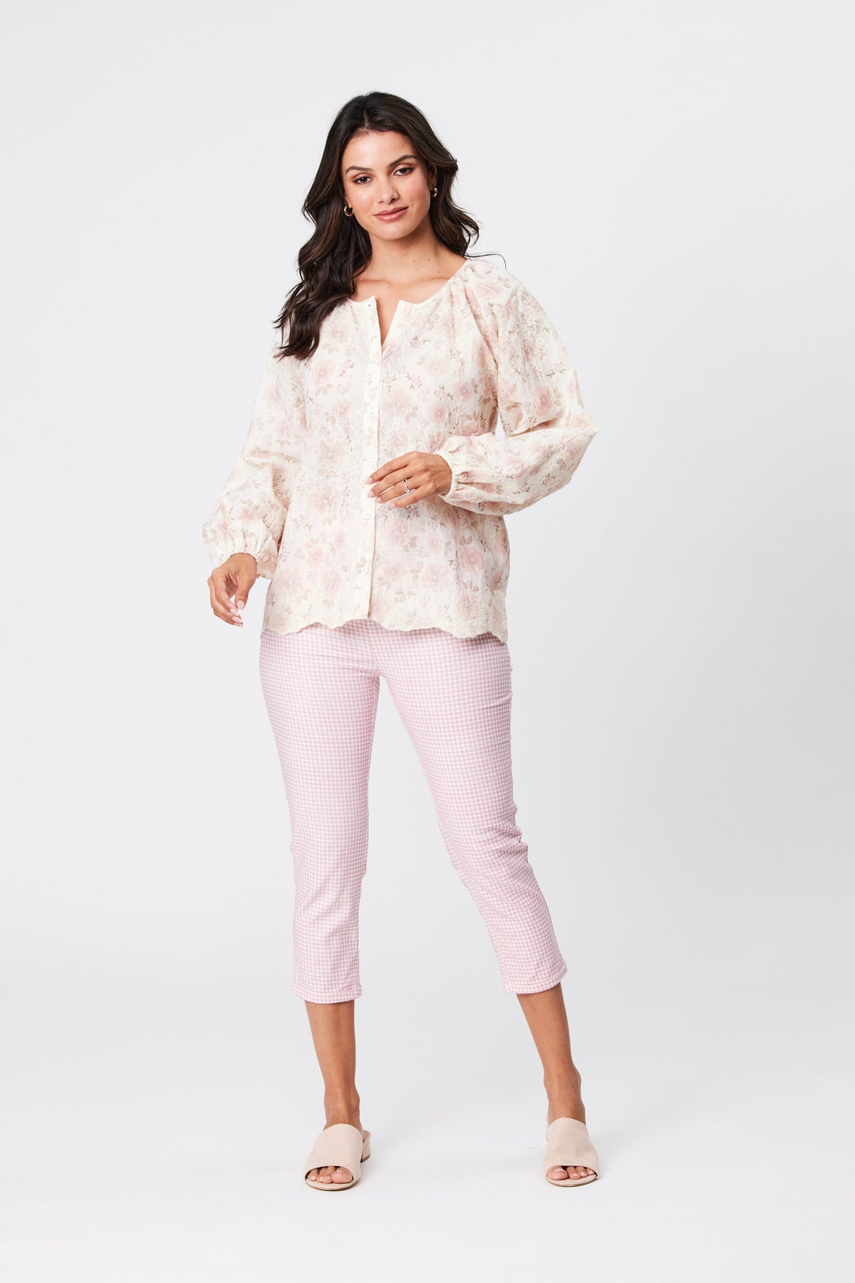 Romantic Embroidered Peasant Top Pink