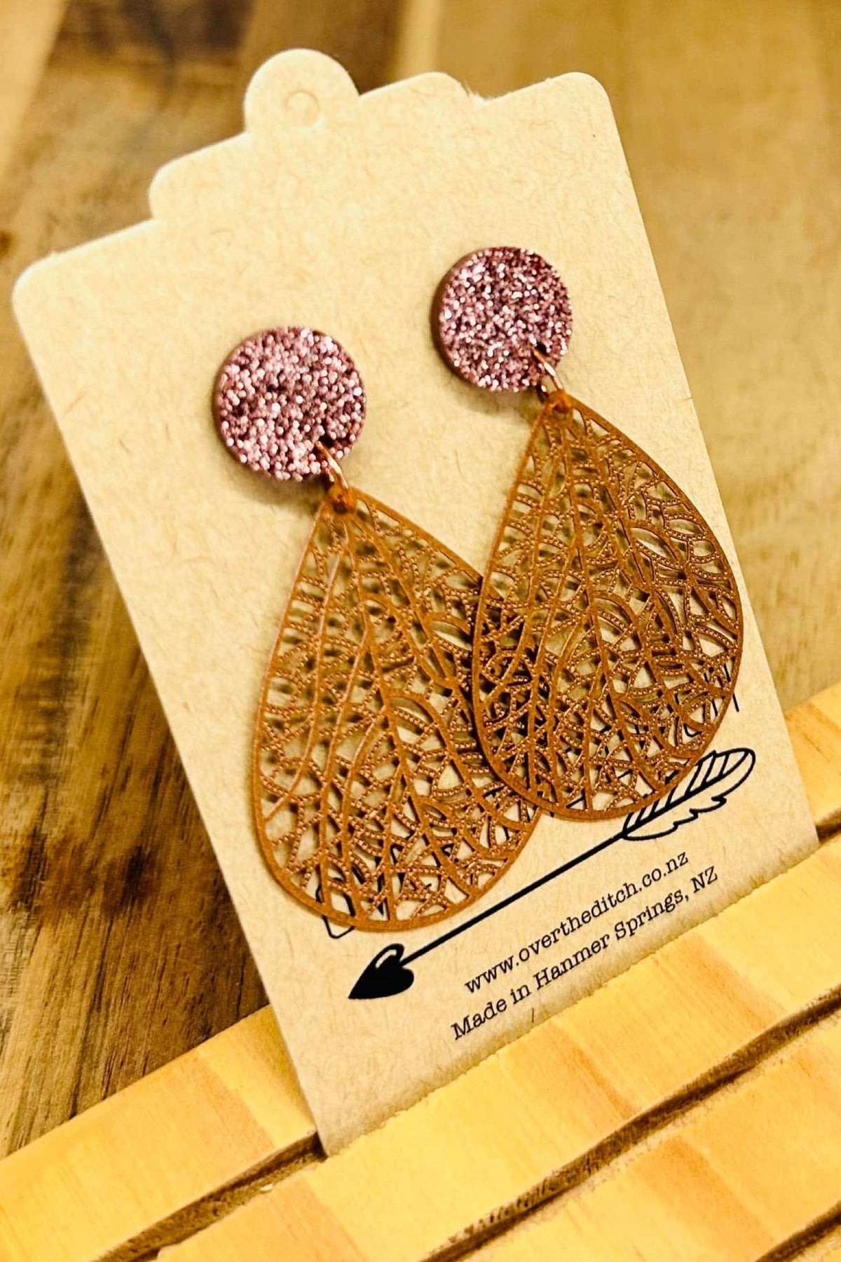 Rose Gold Filigree Long Dangles