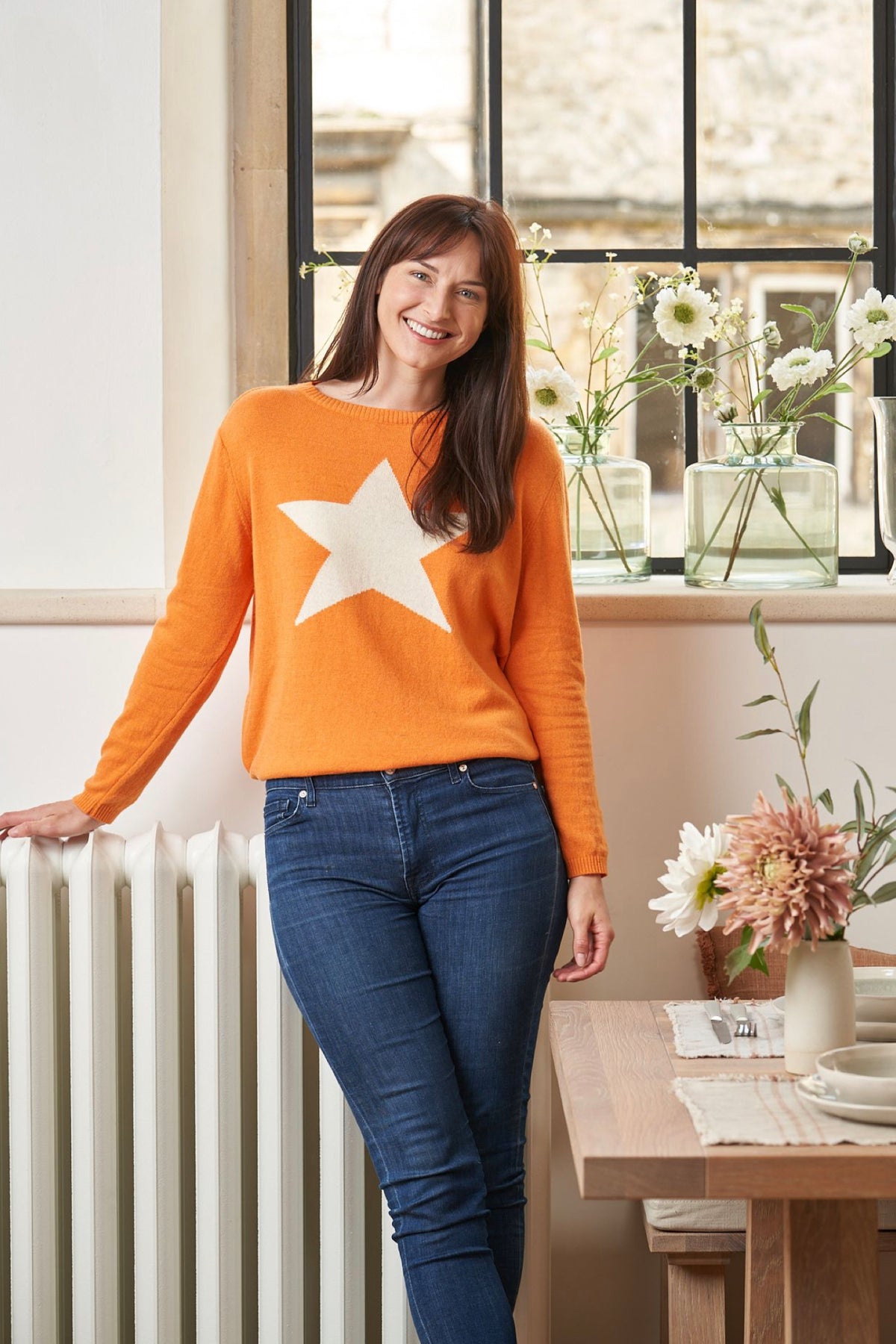 Classic Star Jumper Tangerine Ivory