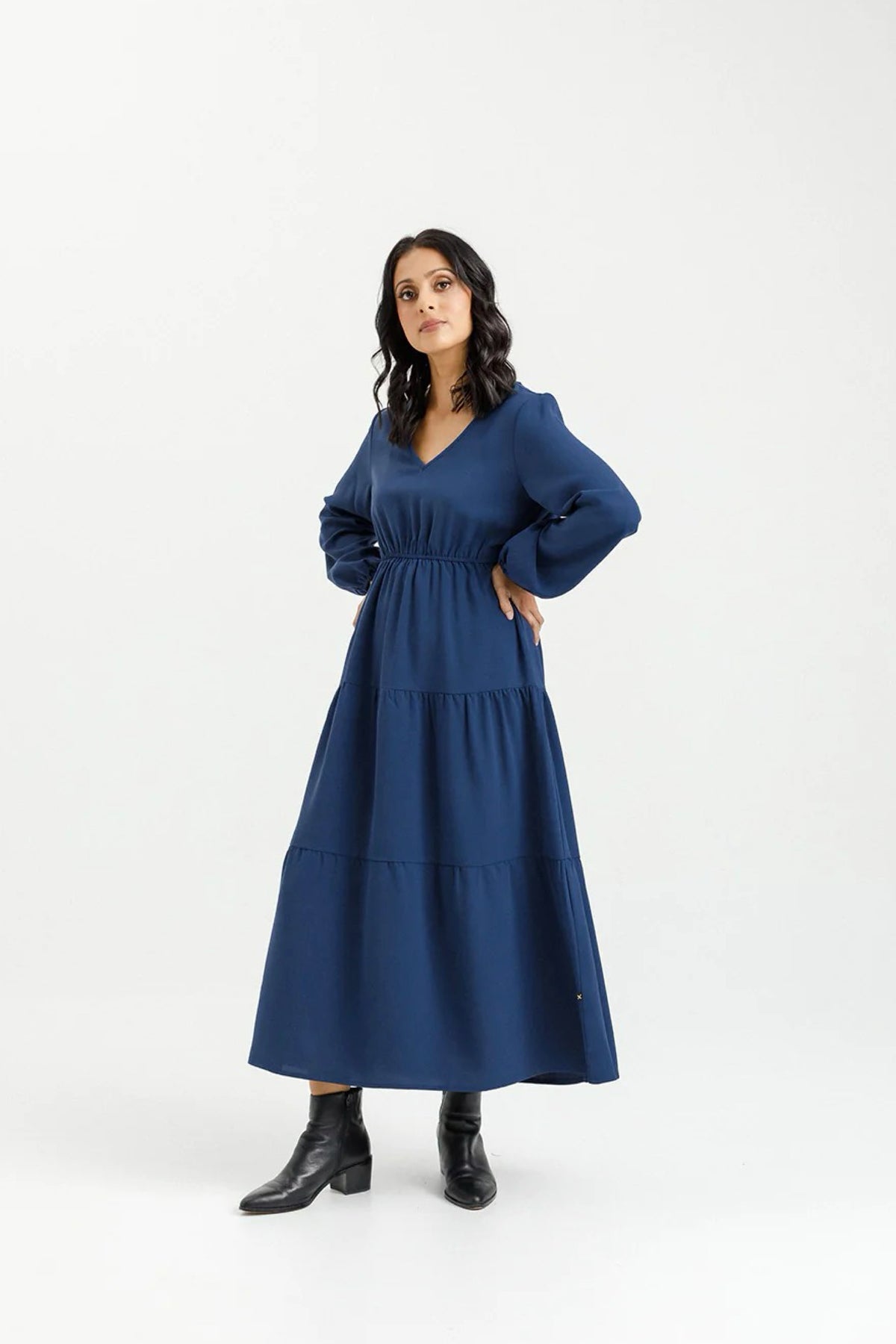 Flora Dress Indigo Blue