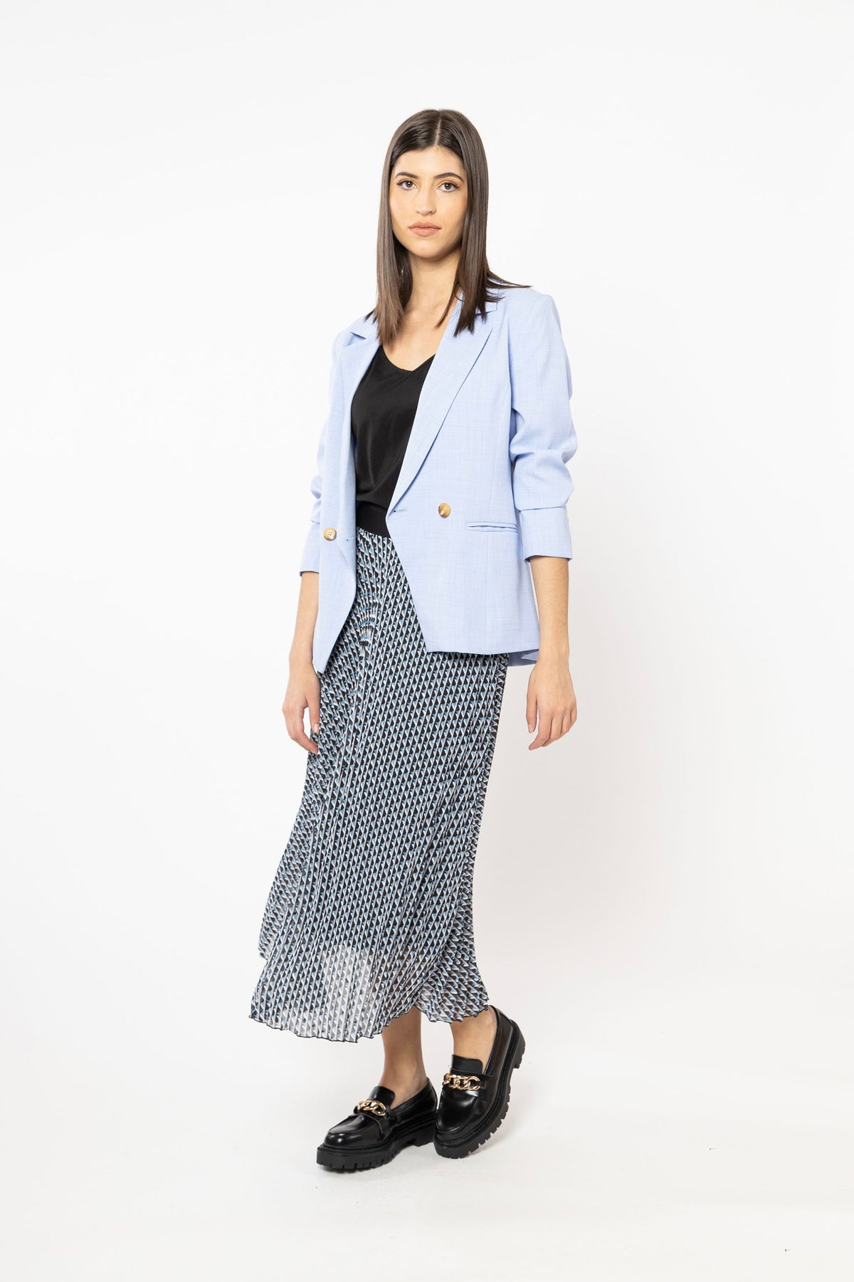 Sunray Pleated Skirt Graphic Blue