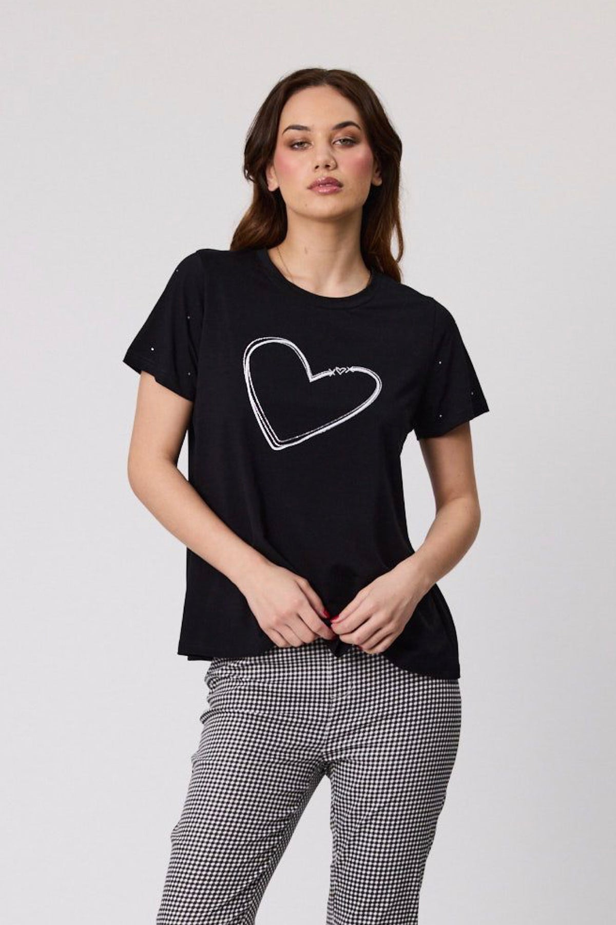 Heart Diamante Tee Blacks