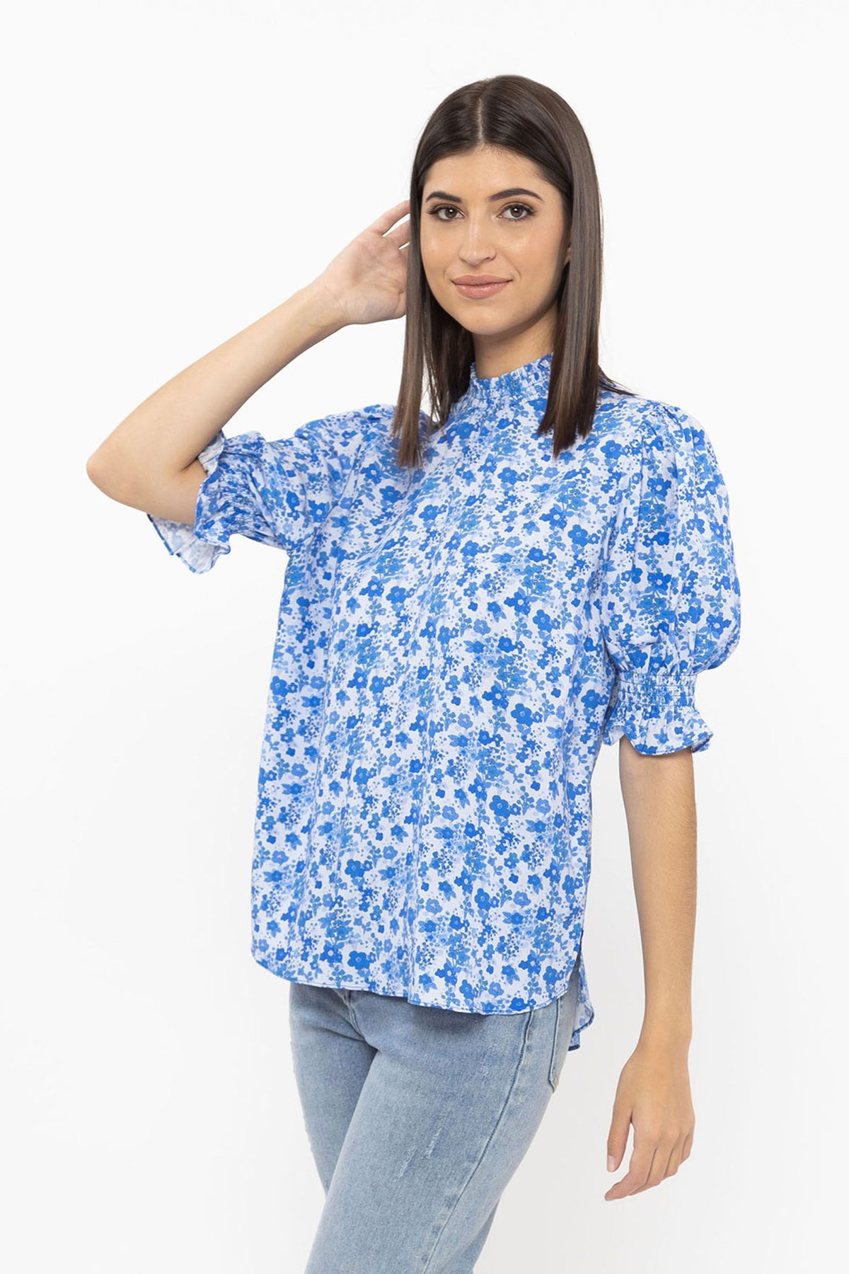 Notting Hill Top Short Sleeve Cobalt Bloom