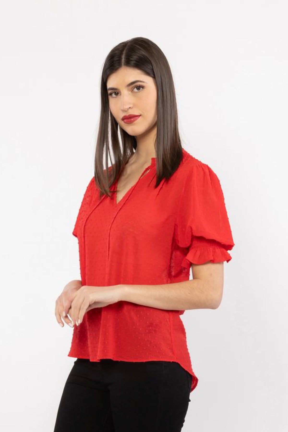 Honey Blouse Red Dobby