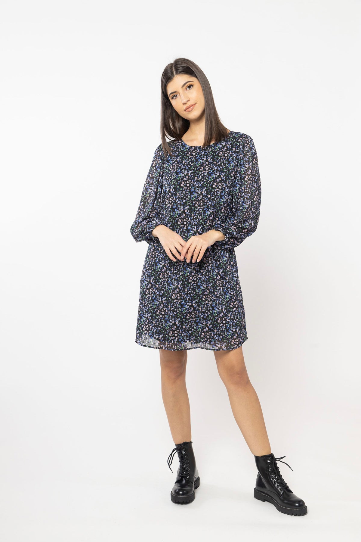 Luna Mini Shift Dress Chiffon Flourish