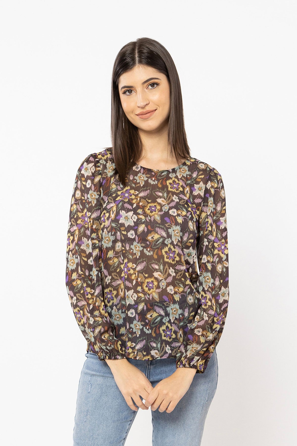 Gratitude Top Floral Abstract