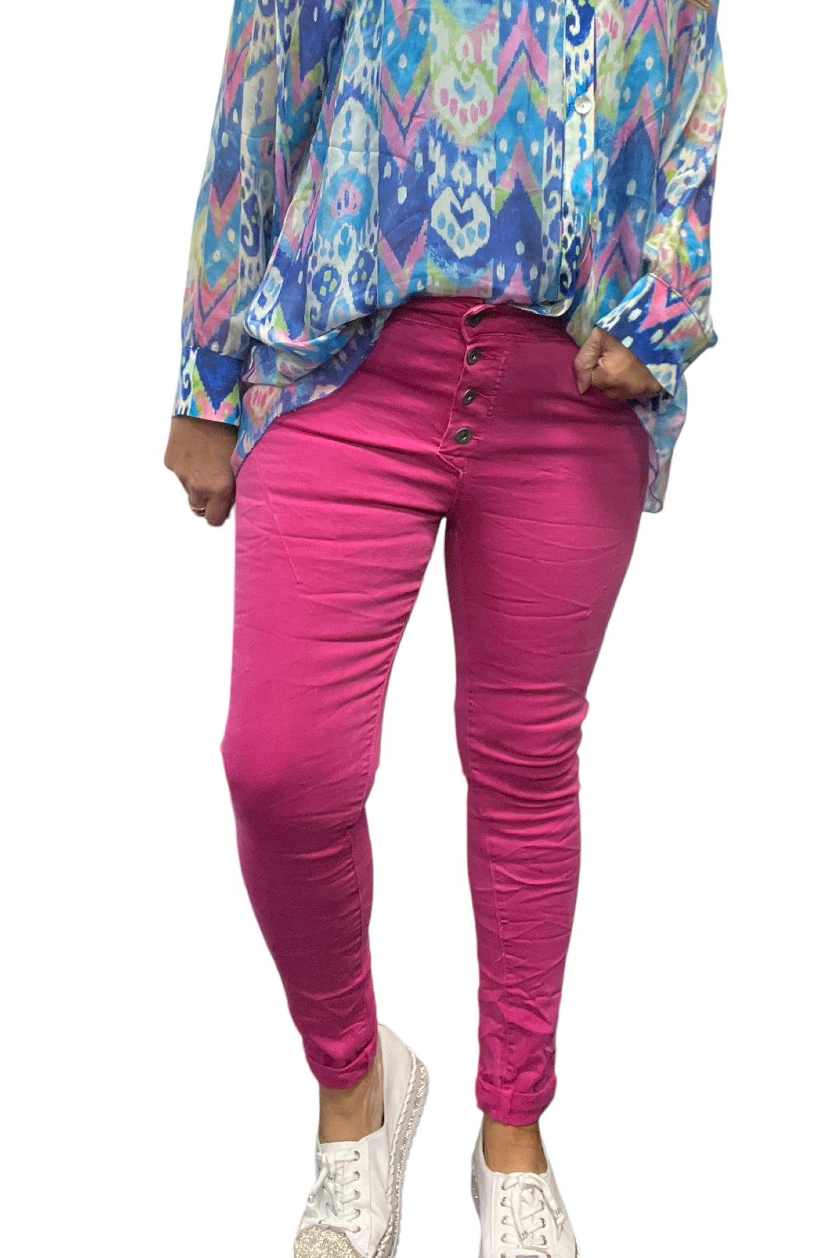 Tempo Button Stretch Jean Fuxia