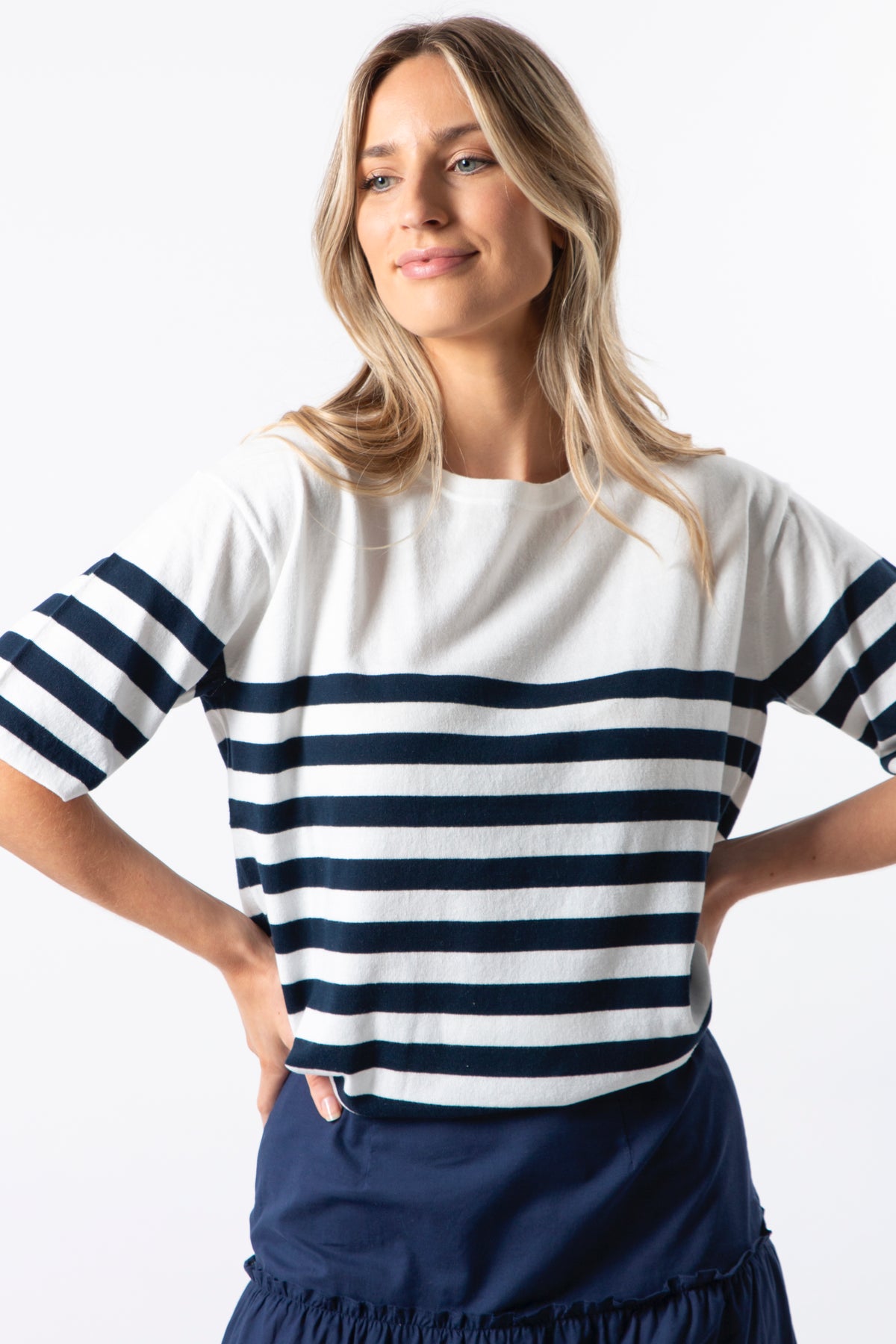 Baldwin Knit Top Navy/White Stripe