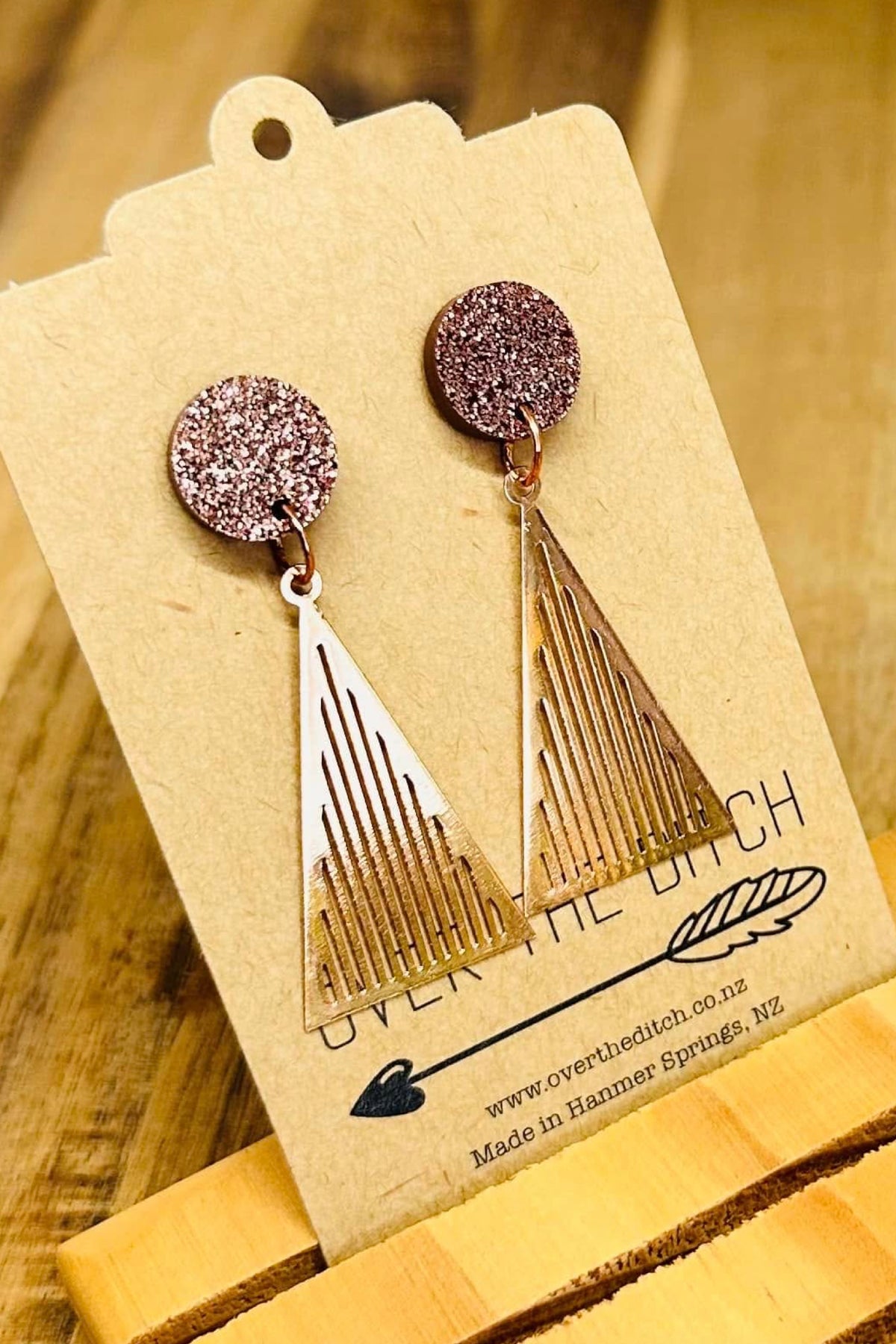 Rose Gold Triangle Long Dangles