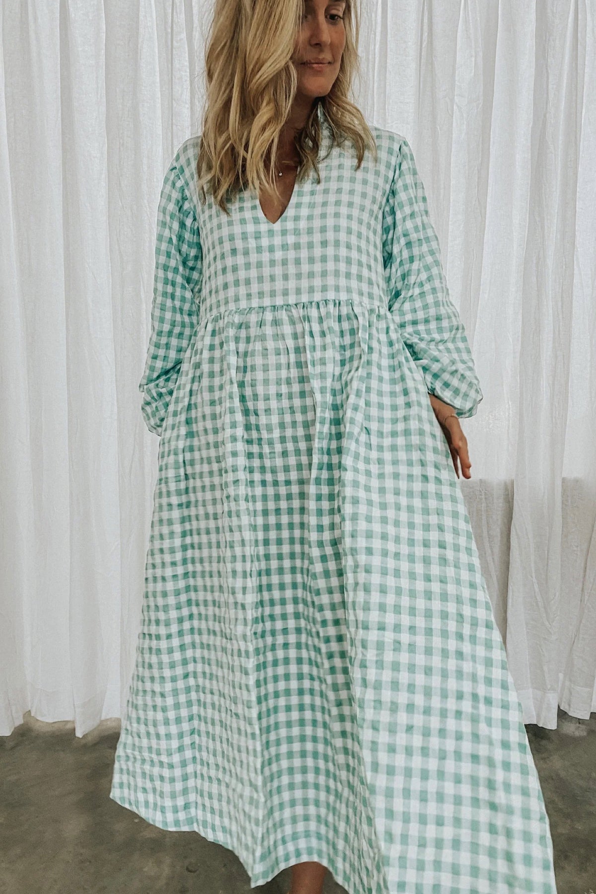 Ellie Dress Jade Gingham