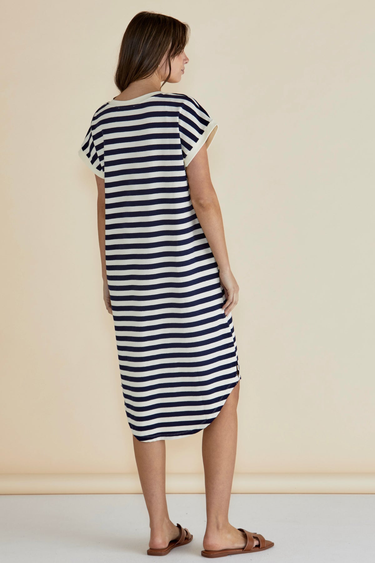 Jolene T-Shirt Dress Navy/Cream Stripe