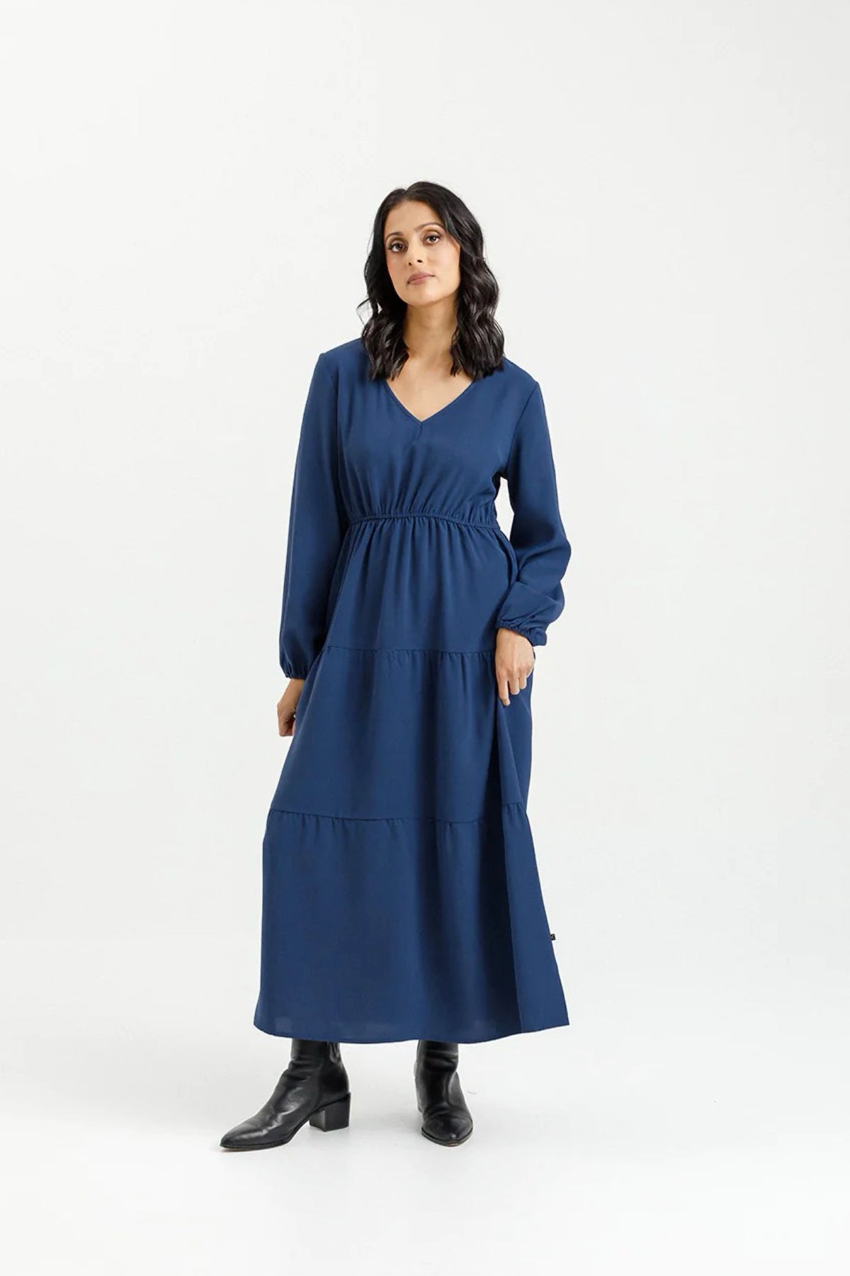 Flora Dress Indigo Blue