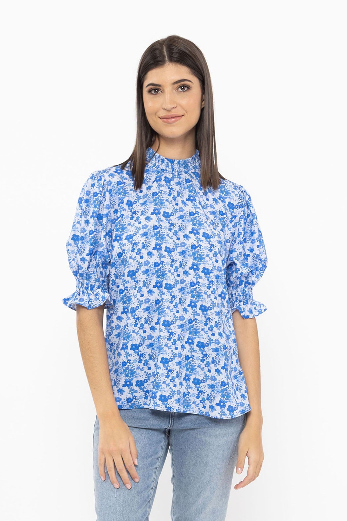 Notting Hill Top Short Sleeve Cobalt Bloom