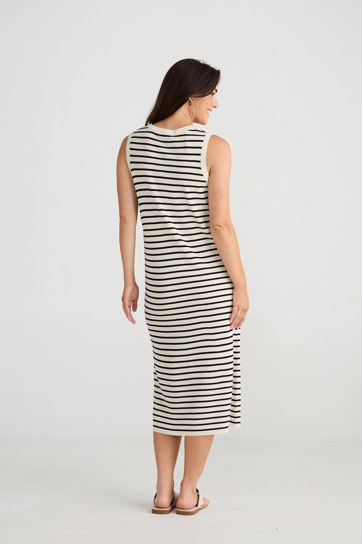 Squad Dress Ecru With Black Stripe