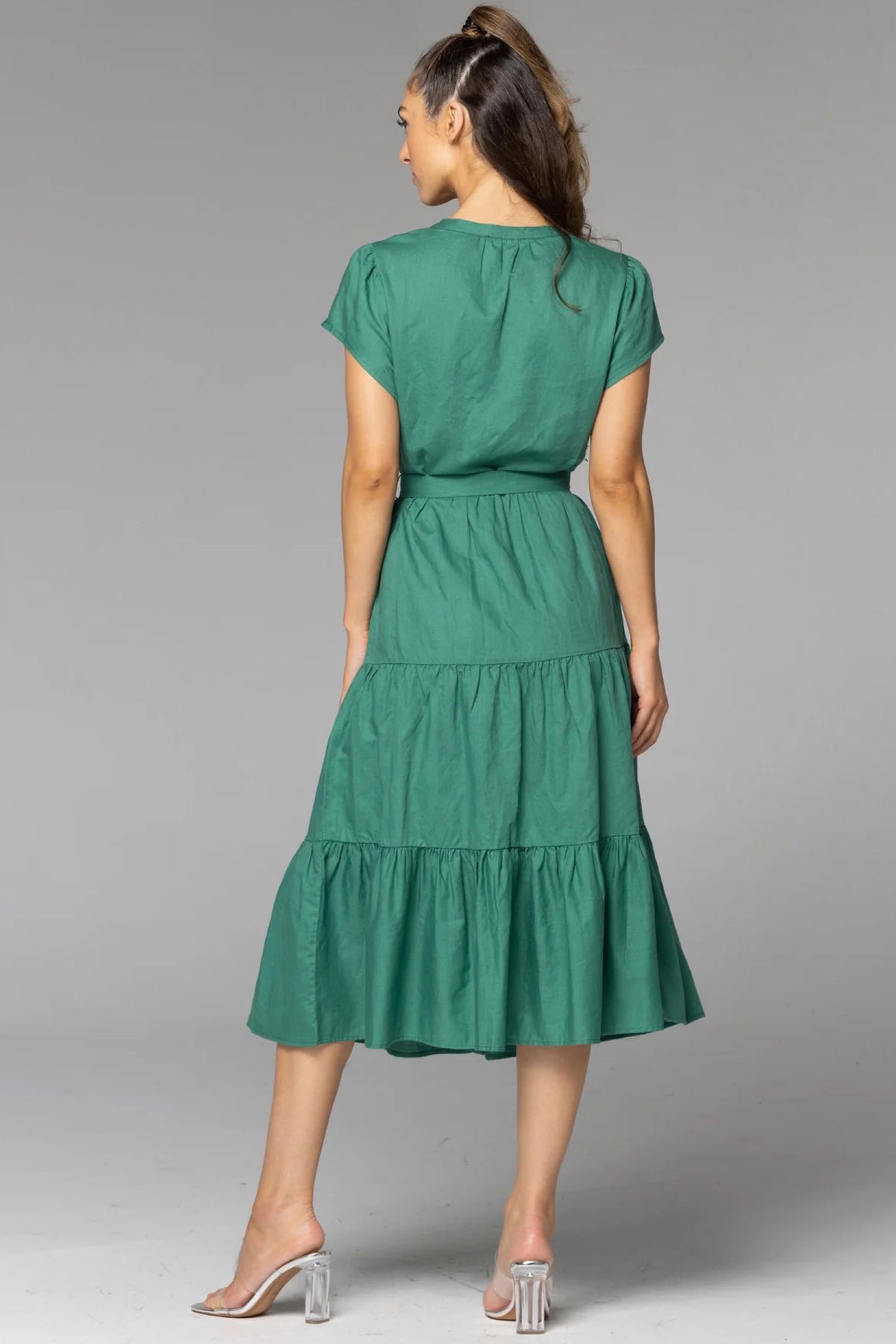 Higher Ground Midi Shirt Dress Jade Green