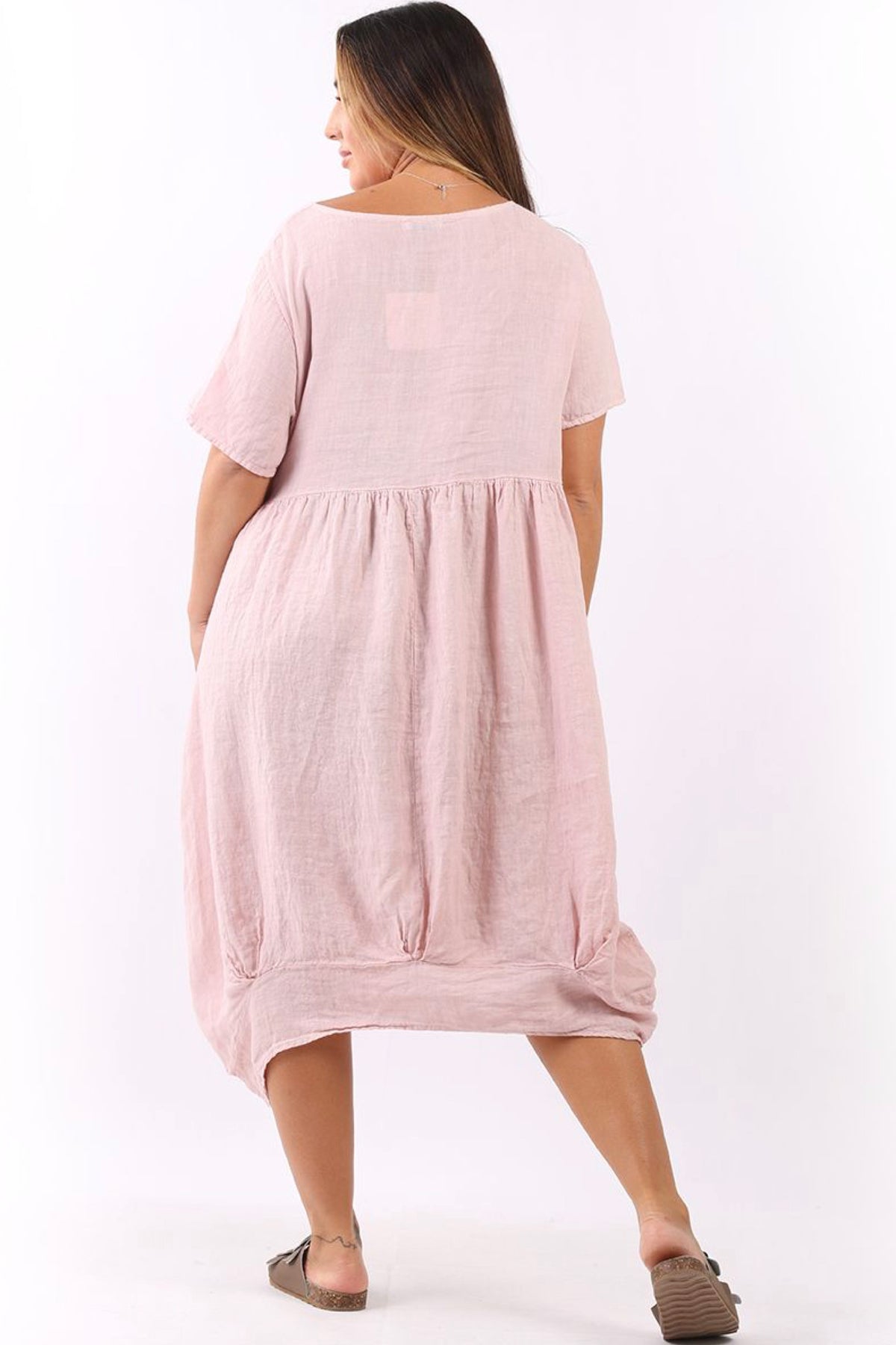 Mila Linen Dress Pale Pink