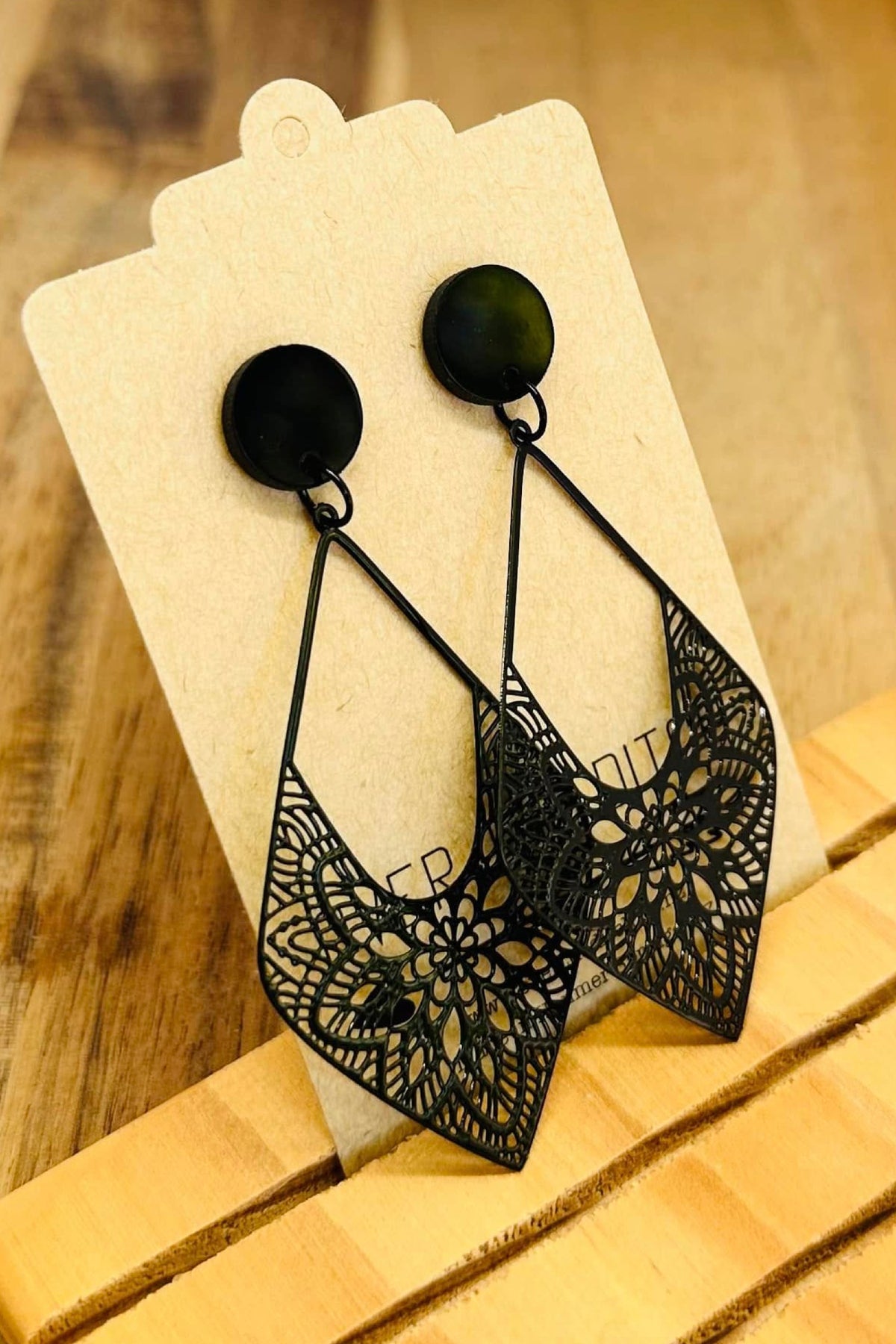 Elegant Black Filigree Dangles