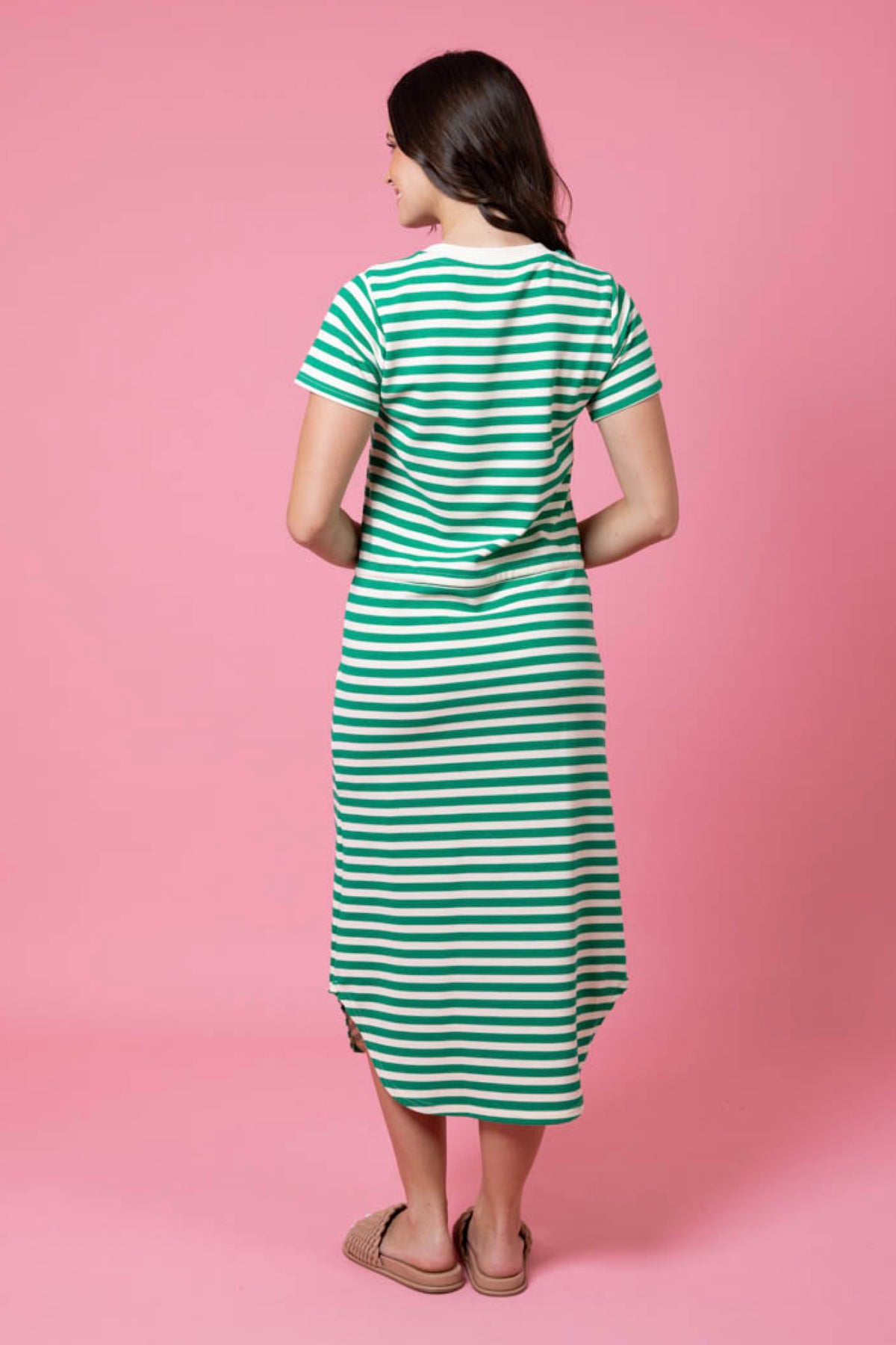 Frankie Dress Green Stripe