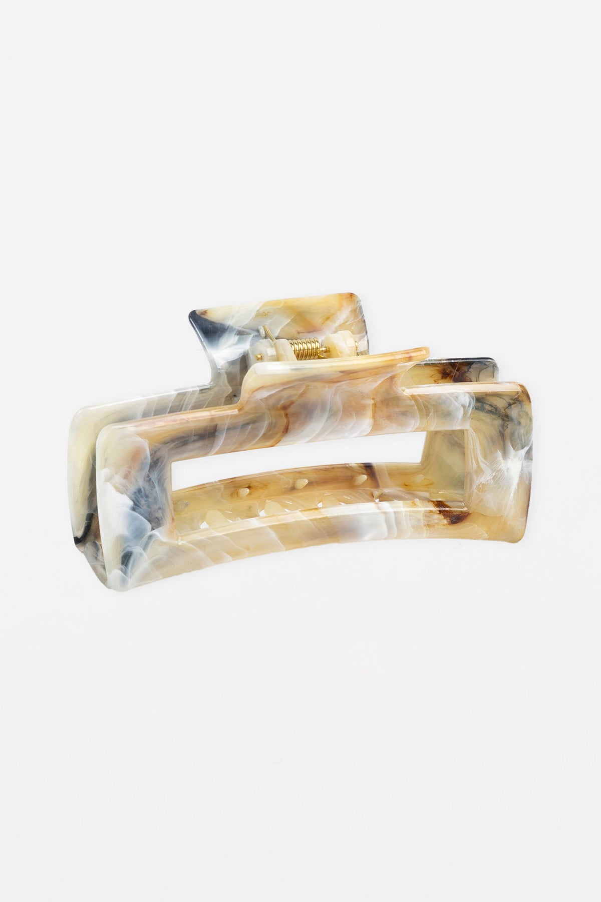 Hair Claw Oblong Marble Cream