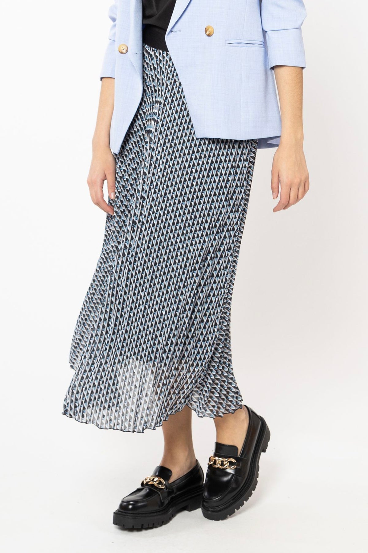 Sunray Pleated Skirt Graphic Blue