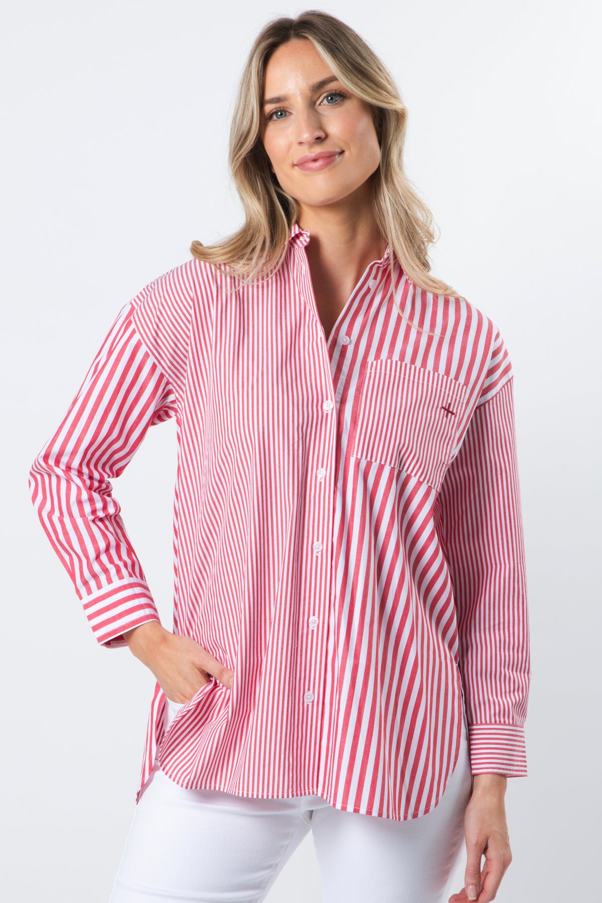 Essentials Shirt Ruby Stripes