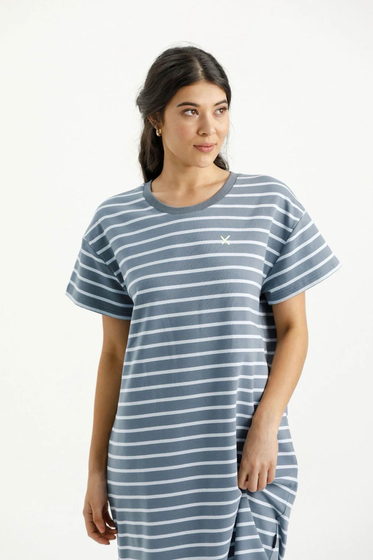 Posie Dress Stormy Stripe With Mini X