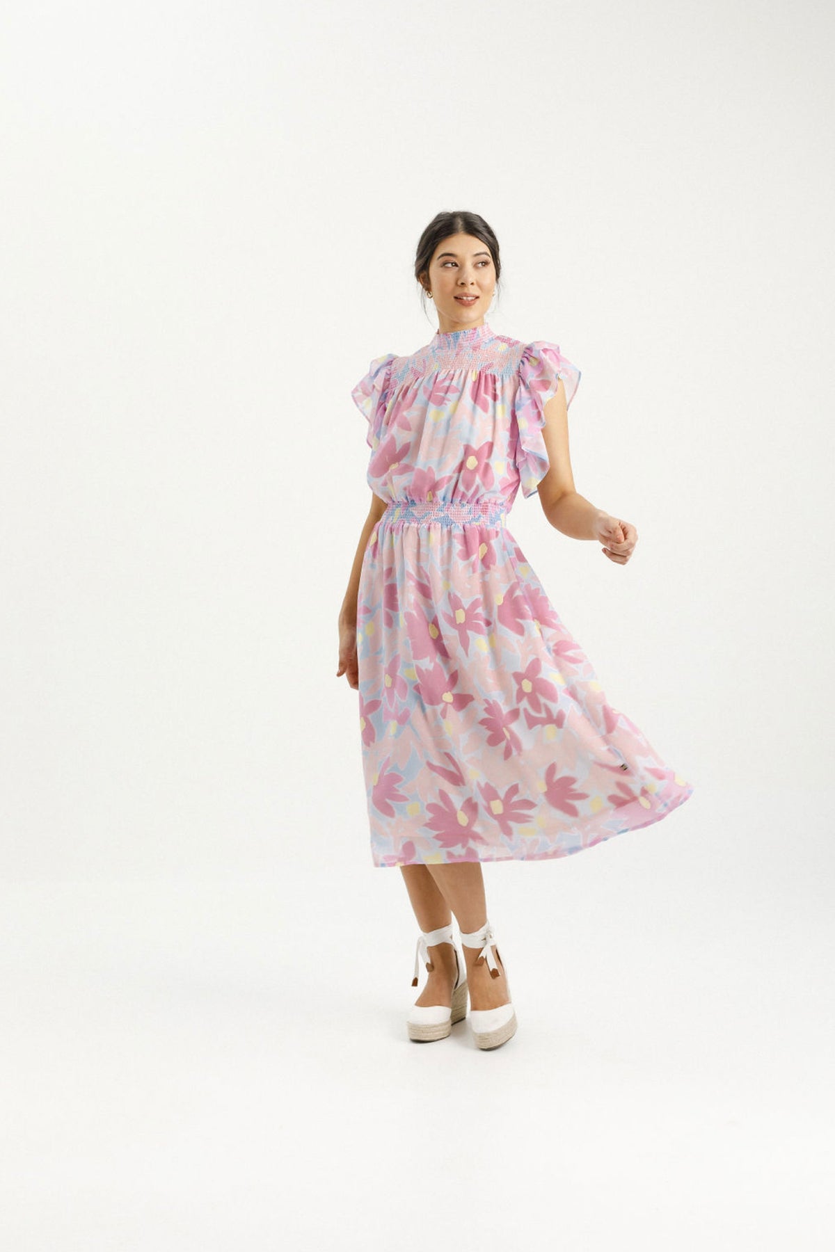 Charlie Midi Dress Sky Daisies