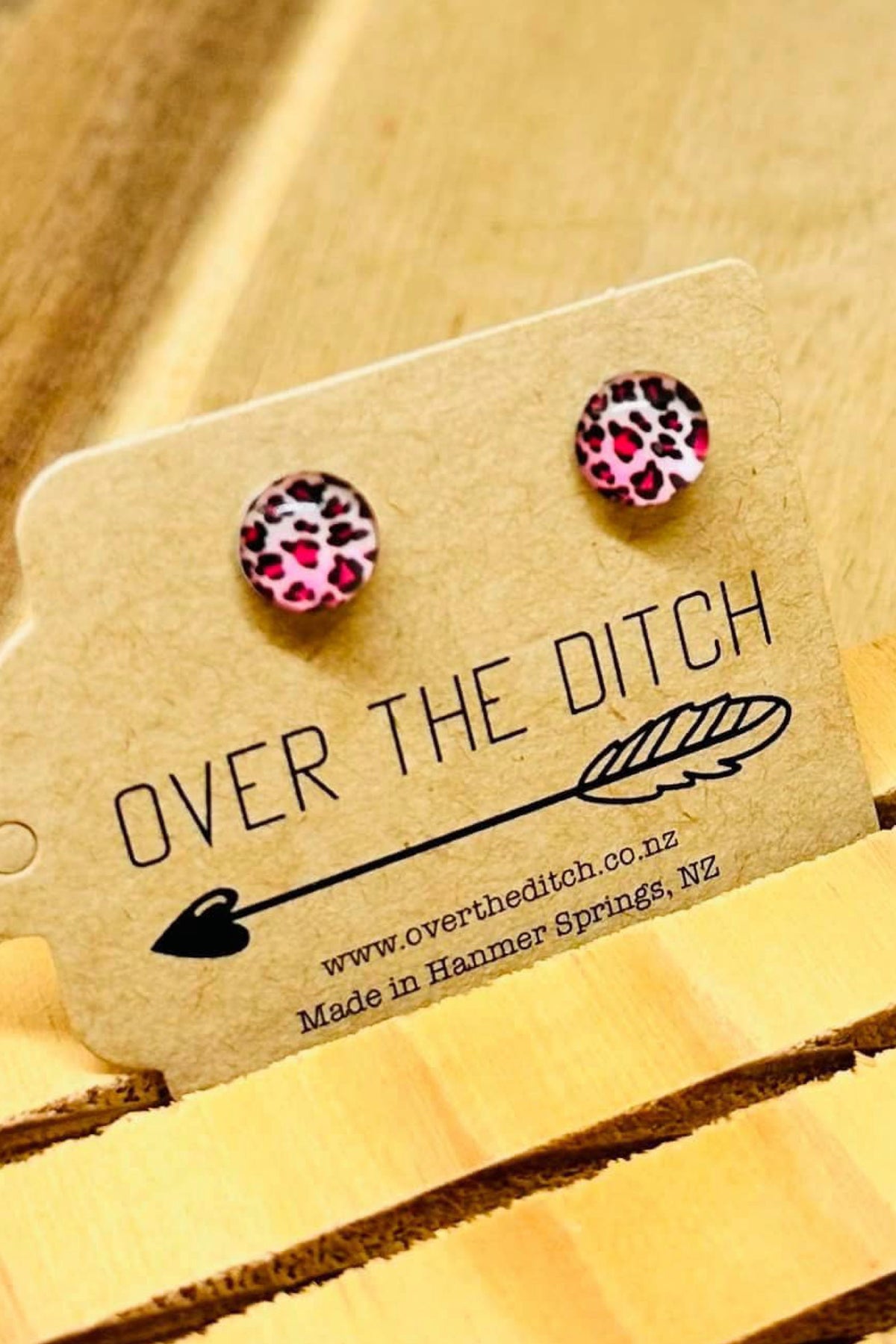 Pink Leopard Studs SMALL