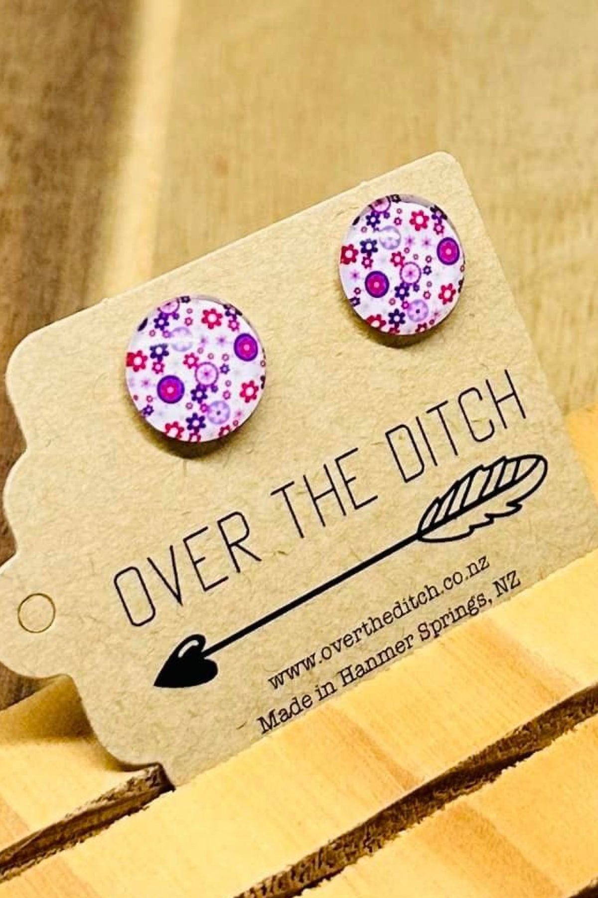 Pink Flower Studs